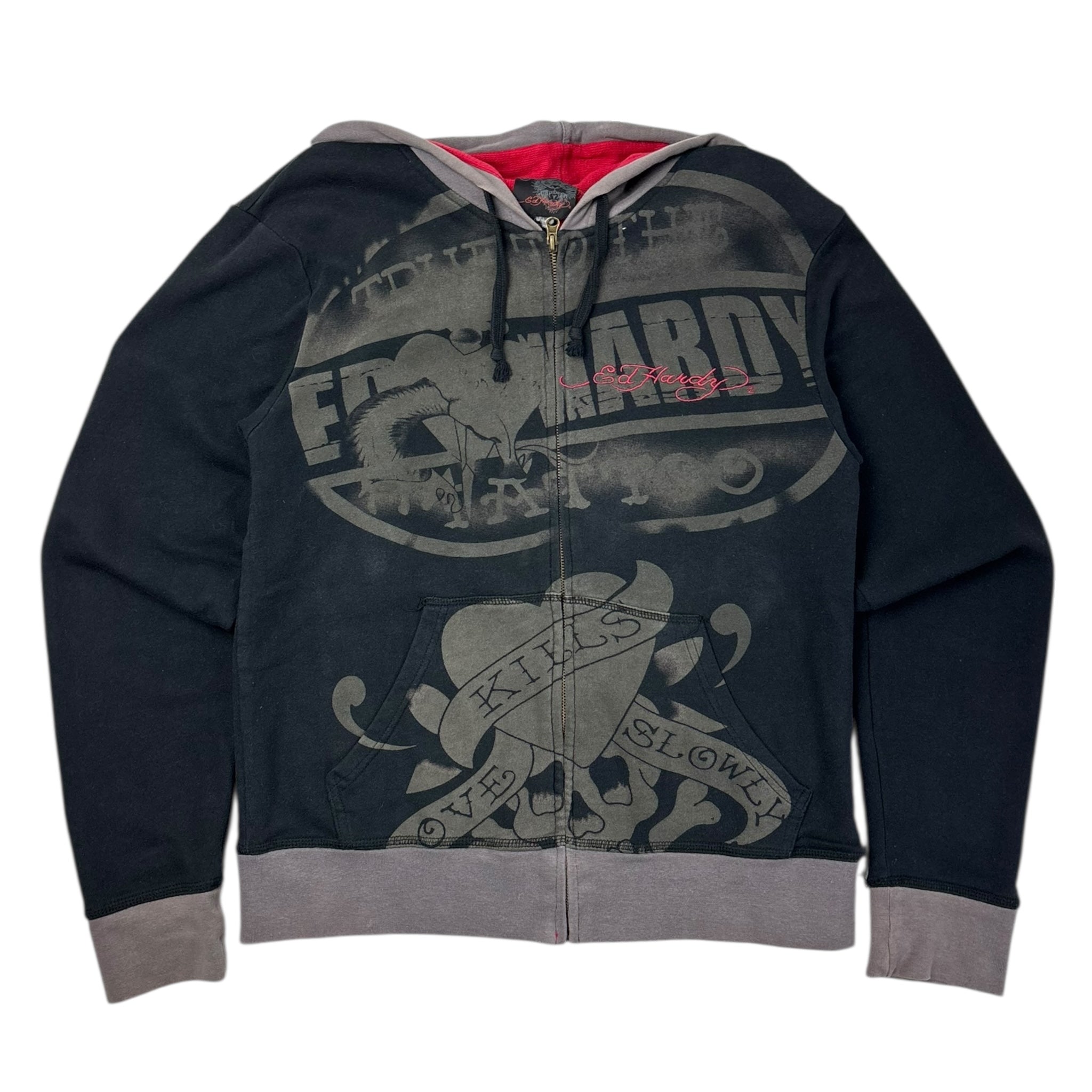 Vintage Y2K Ed Hardy Rhinestone Zip Hoodie
