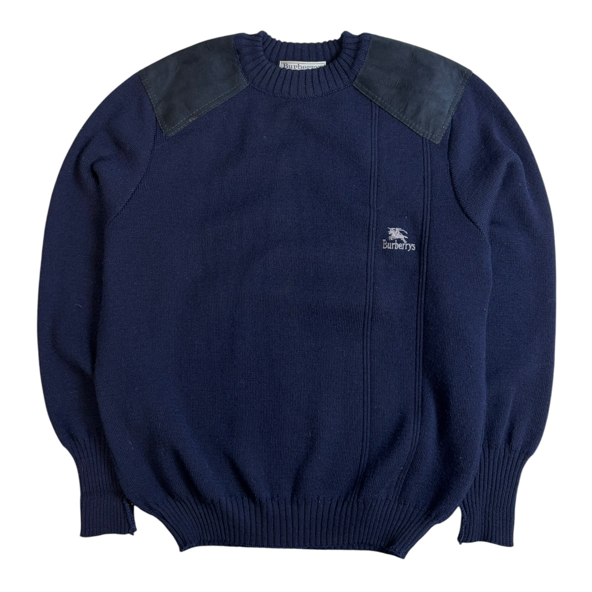 Vintage Burberry Wool Commander Knit Sweater Navy
