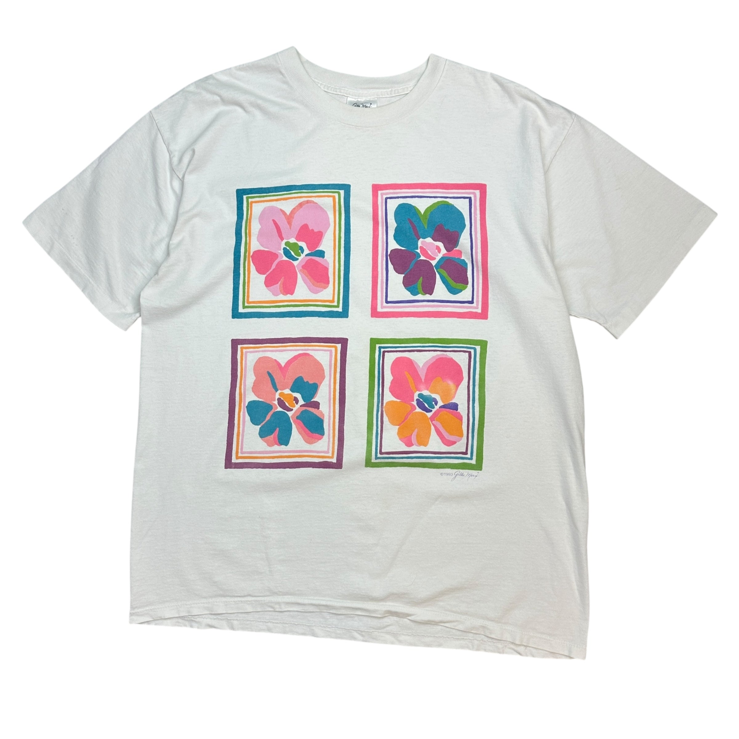 1993 Gilda Mary Flowers Art Tee White