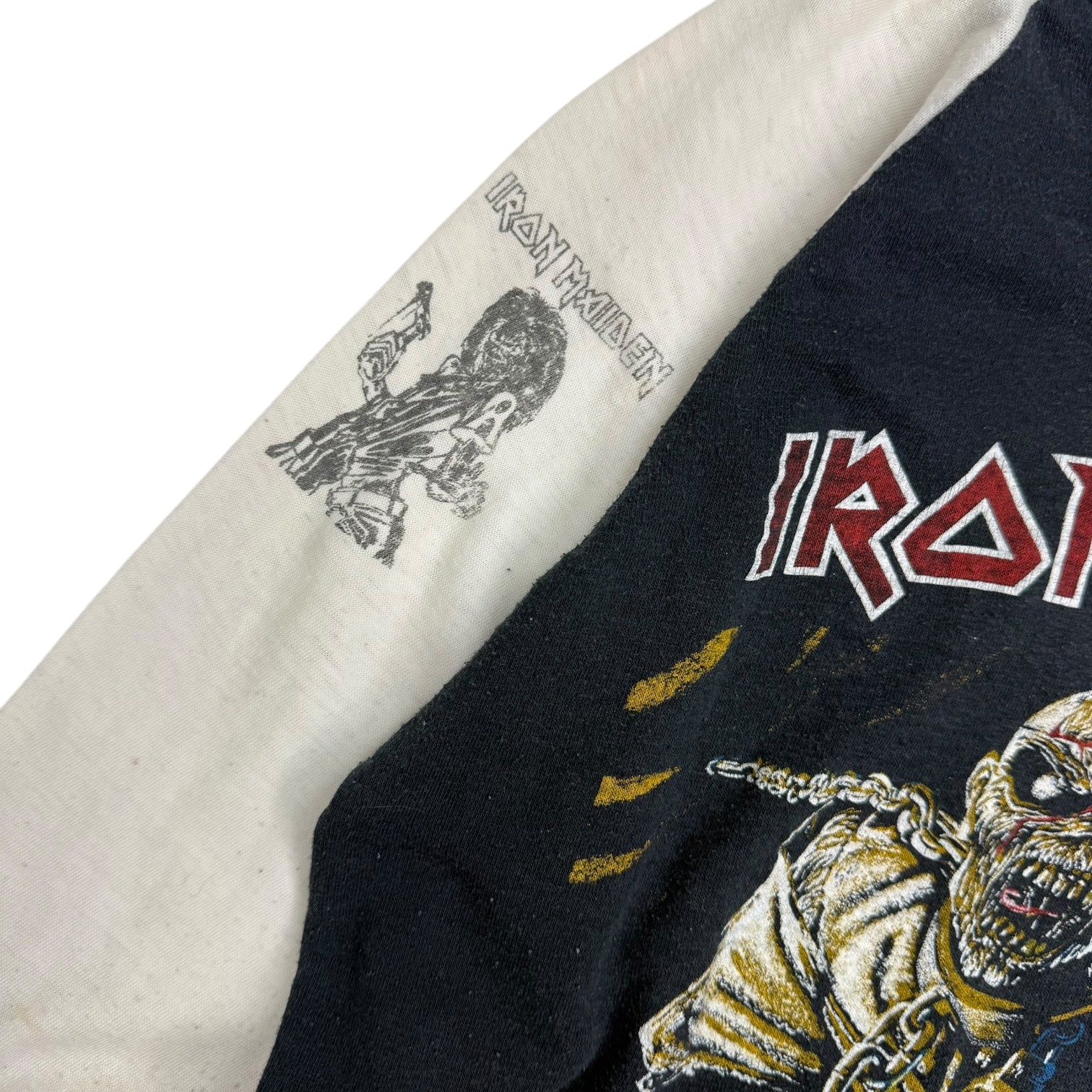 1980s Iron Maiden Piece Of Mind Raglan Tee Black/White