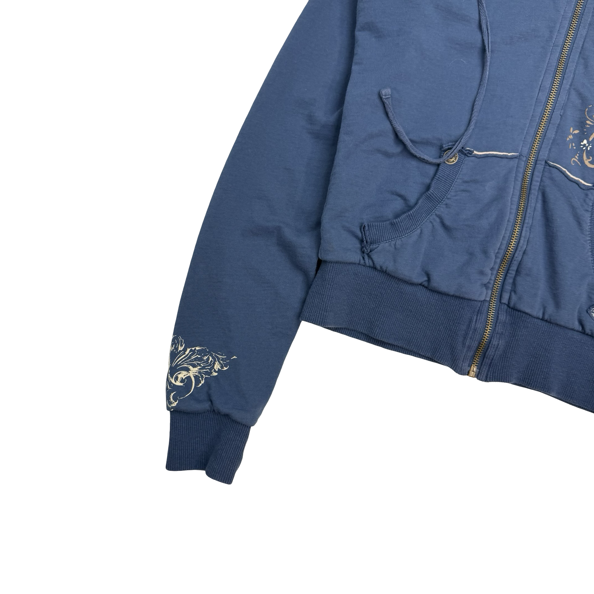 (W) Vintage Y2K Billabong Pattern Lined Zip Up Sweater Blue