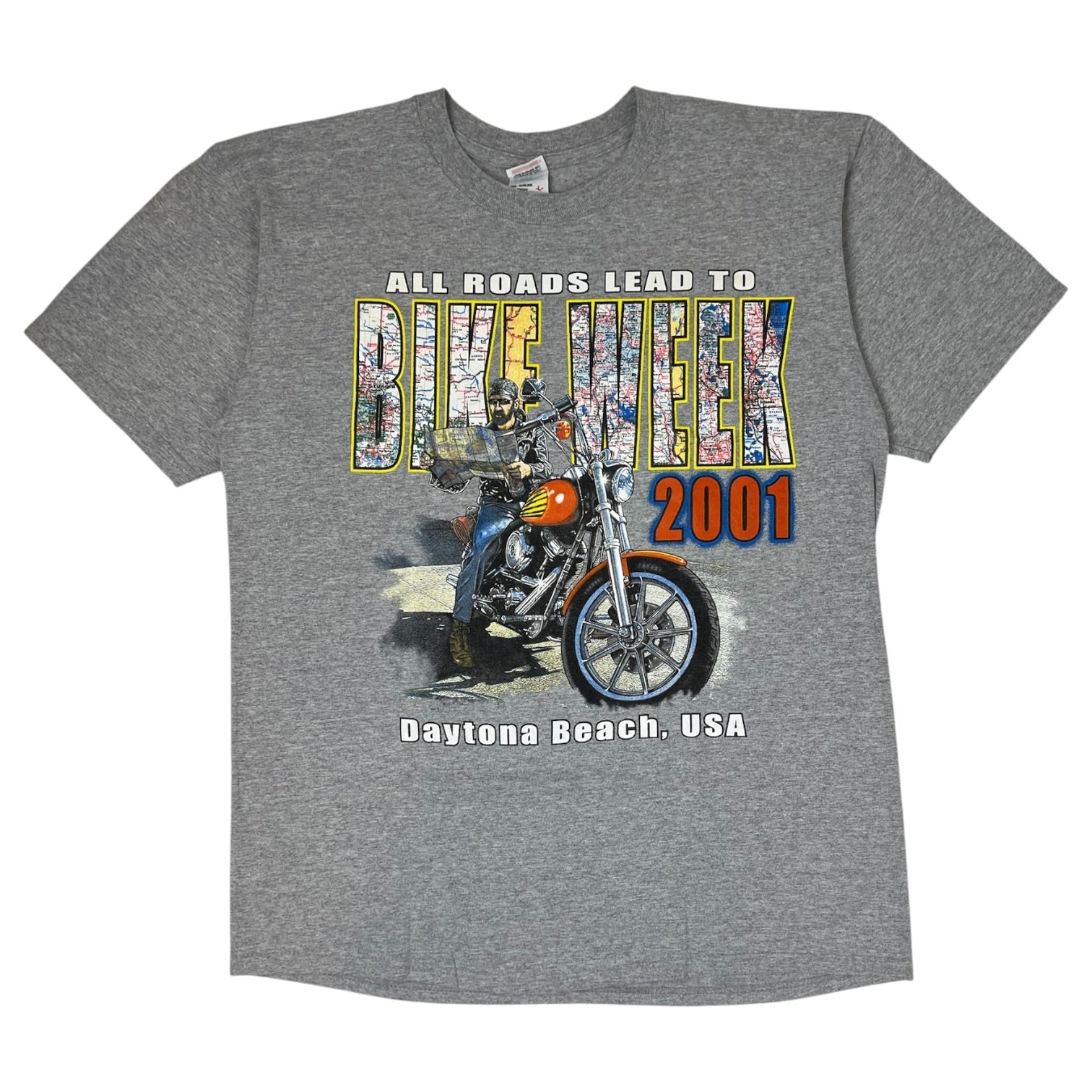 Vintage 2001 Daytona Beach Bike Week T-Shirt Grey