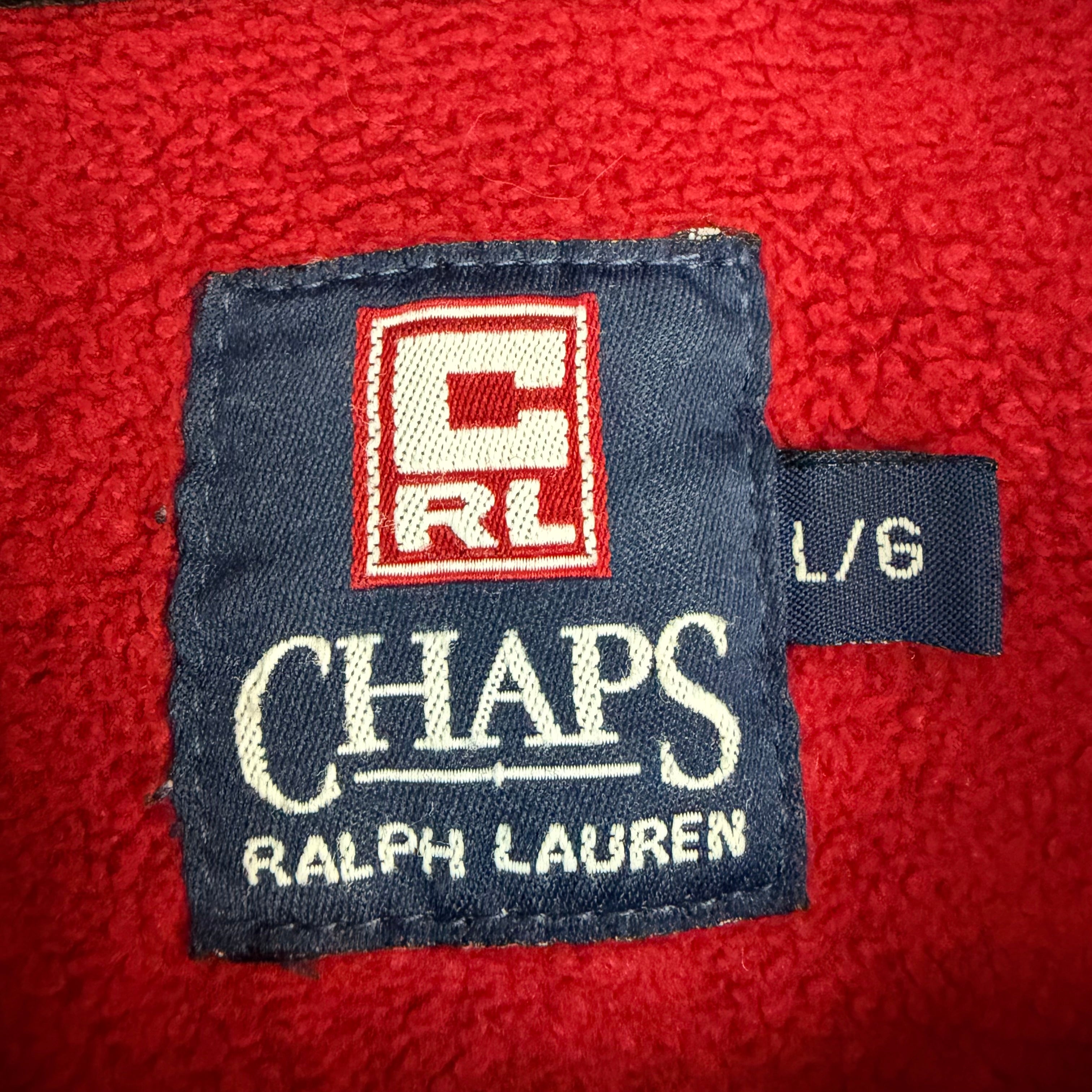 Vintage Chaps Ralph Lauren Fleece Zip Up Sweater Red