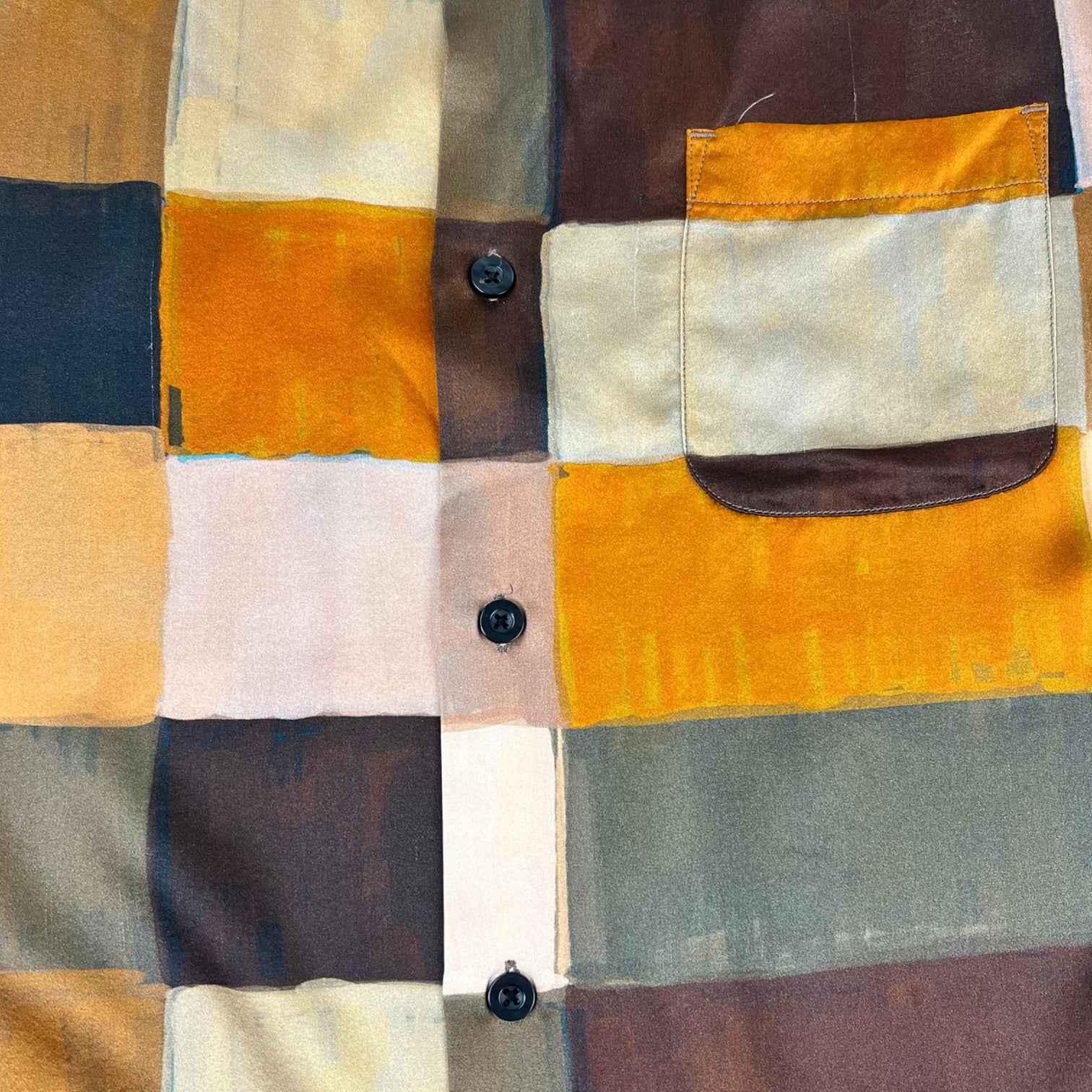 Stussy Painted Check Silk Shirt in Multicolor