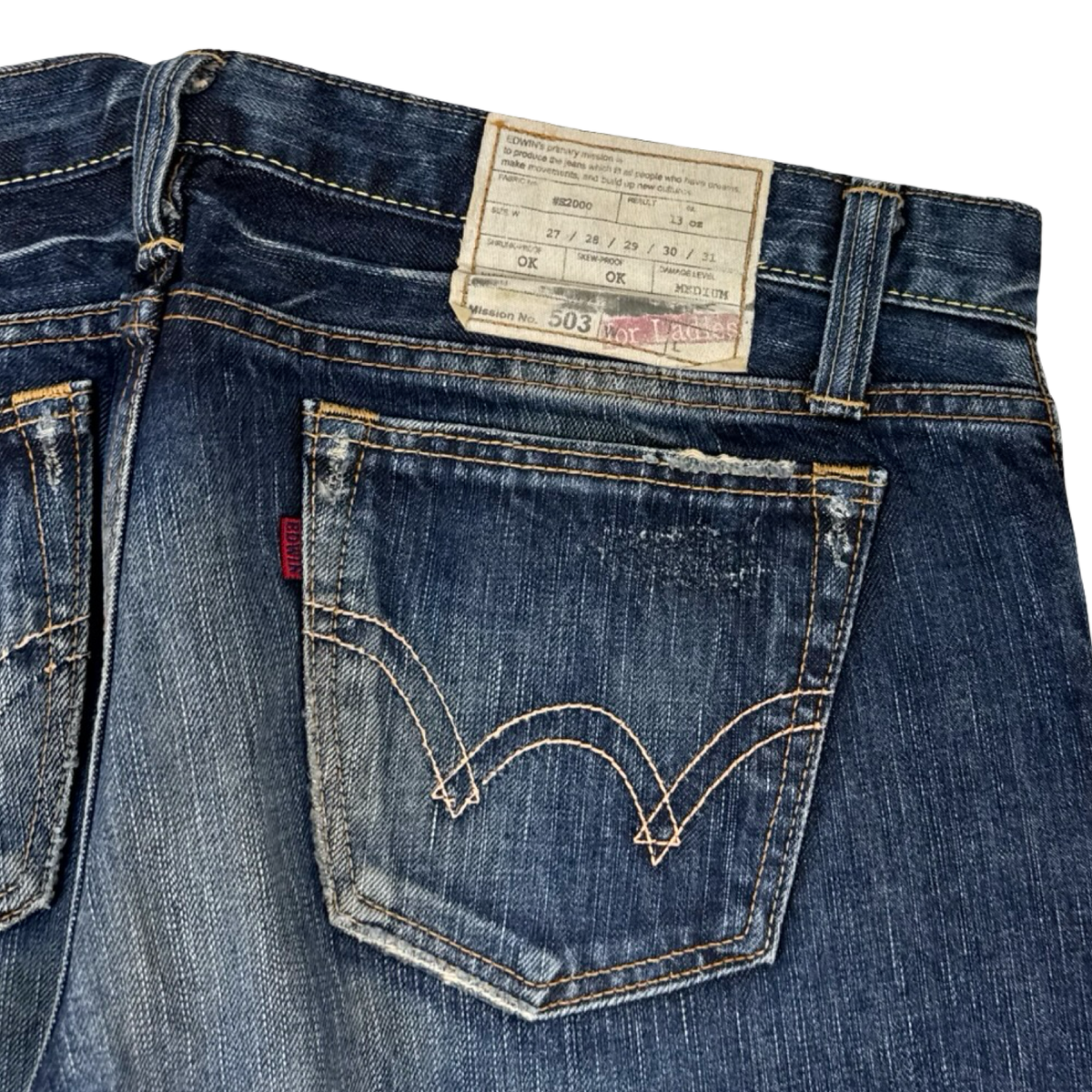 (W) Edwin Raw Denim Bottoms Faded Blue
