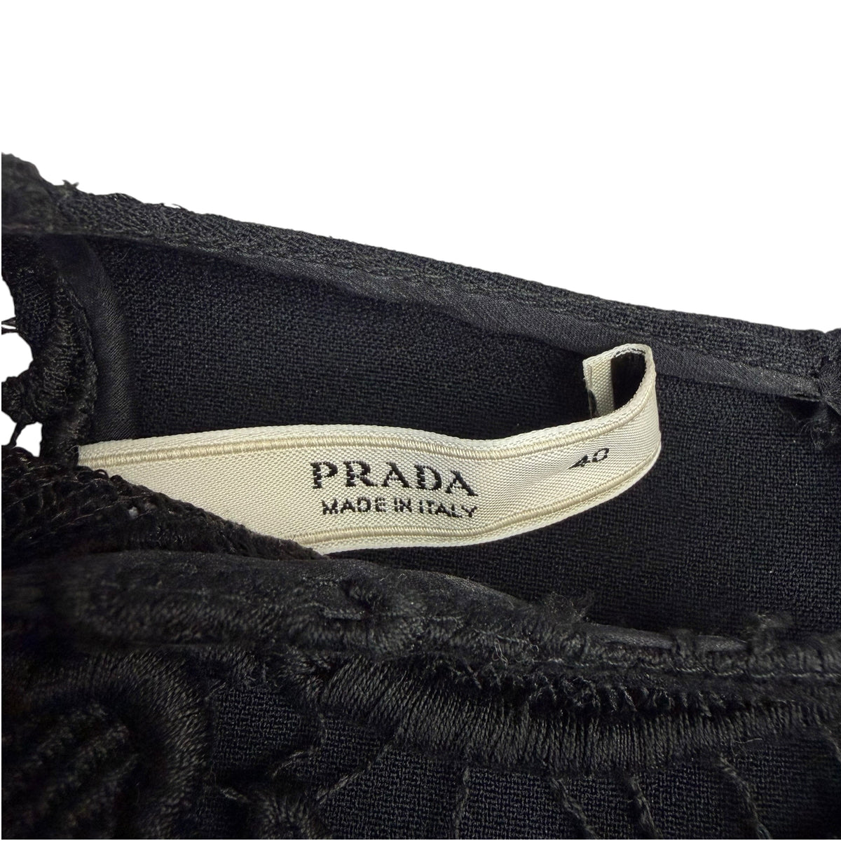 (W) FW08 Prada Floral Lace Sheath Nude Lining Dress Black