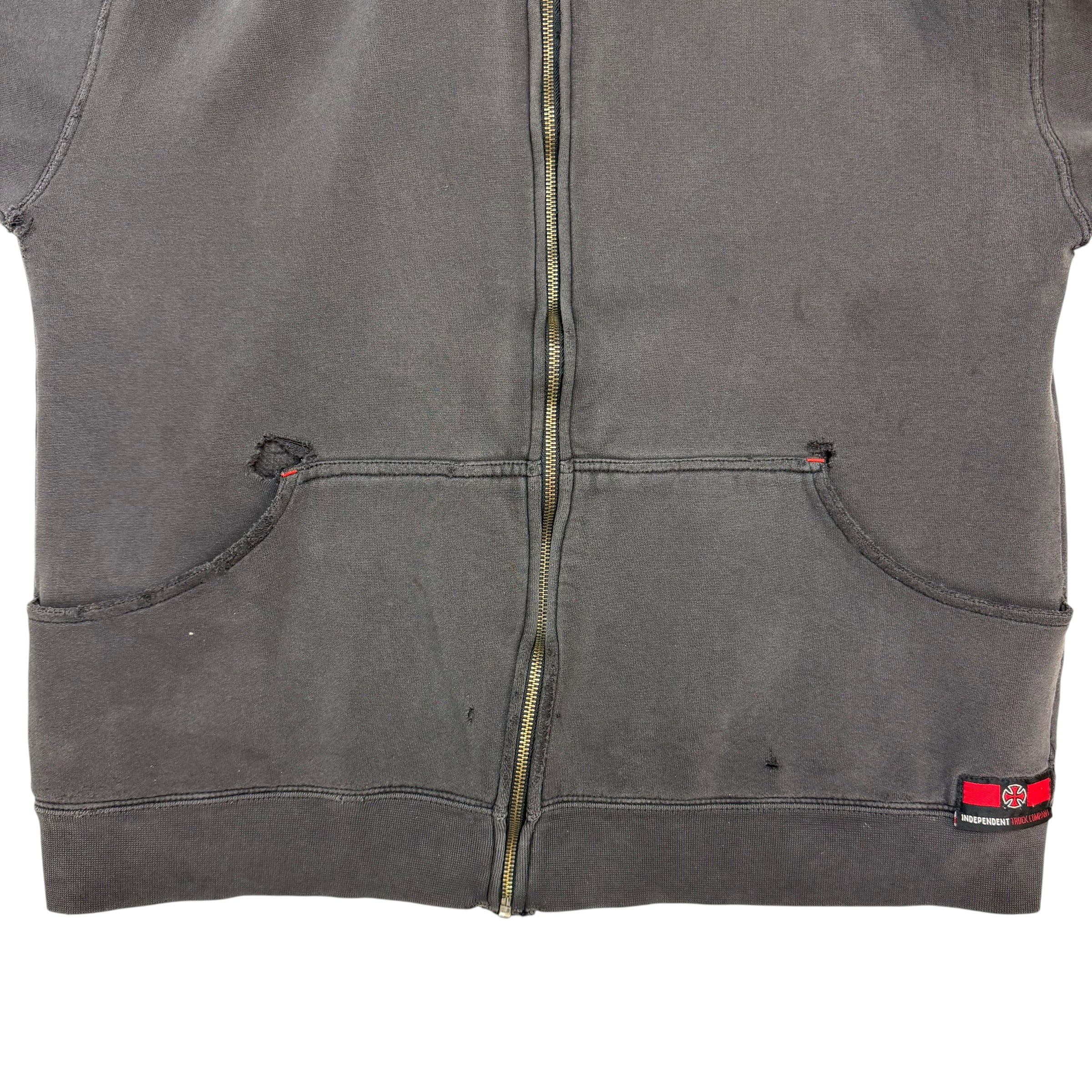 Vintage Independent Thermal Lined Zip Up Hoodie Faded Black