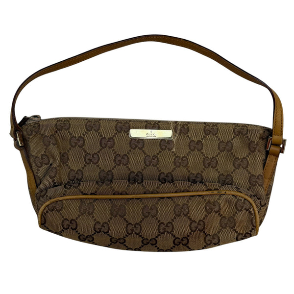 (W) Vintage Y2K Gucci GG Canvas Boat Pouchette Beige
