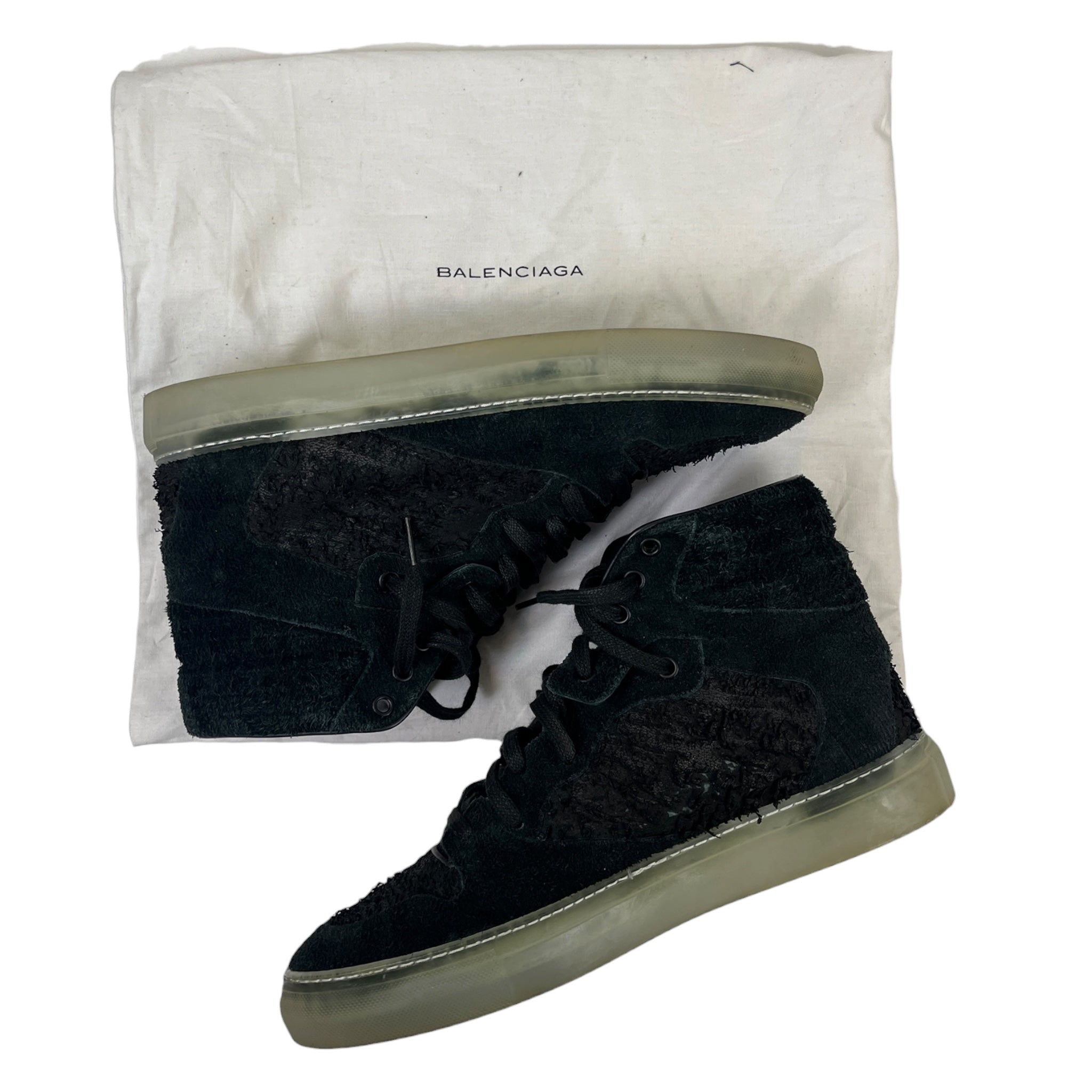 Balenciaga Distressed Corduroy and Suede High-Top Sneakers (Used)