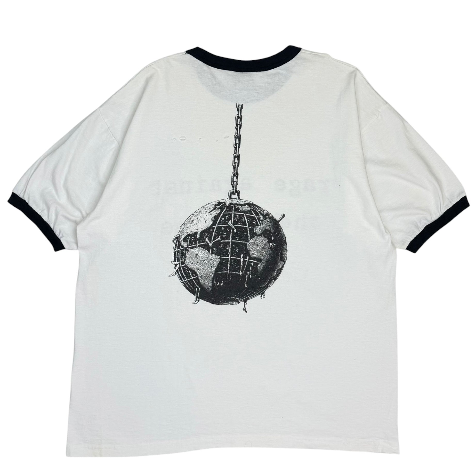 Vintage 1990s Rage Against The Machine Wrecking Ball Ringer Tee White