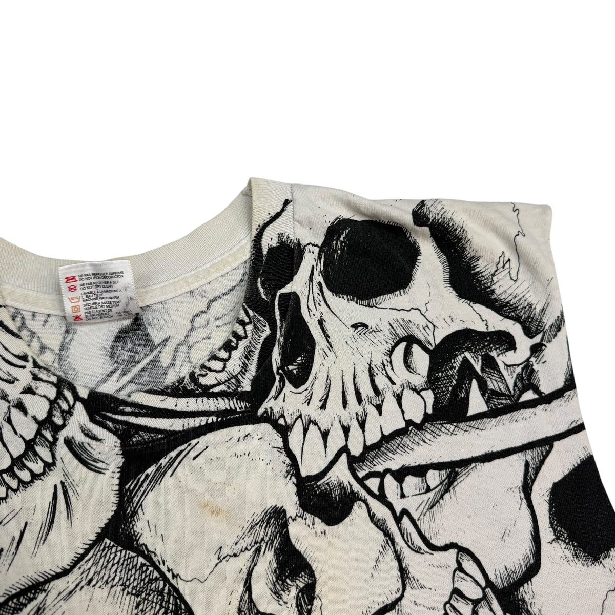 Vintage Deadly Ts Skull All Over Print Tank Top White/Black