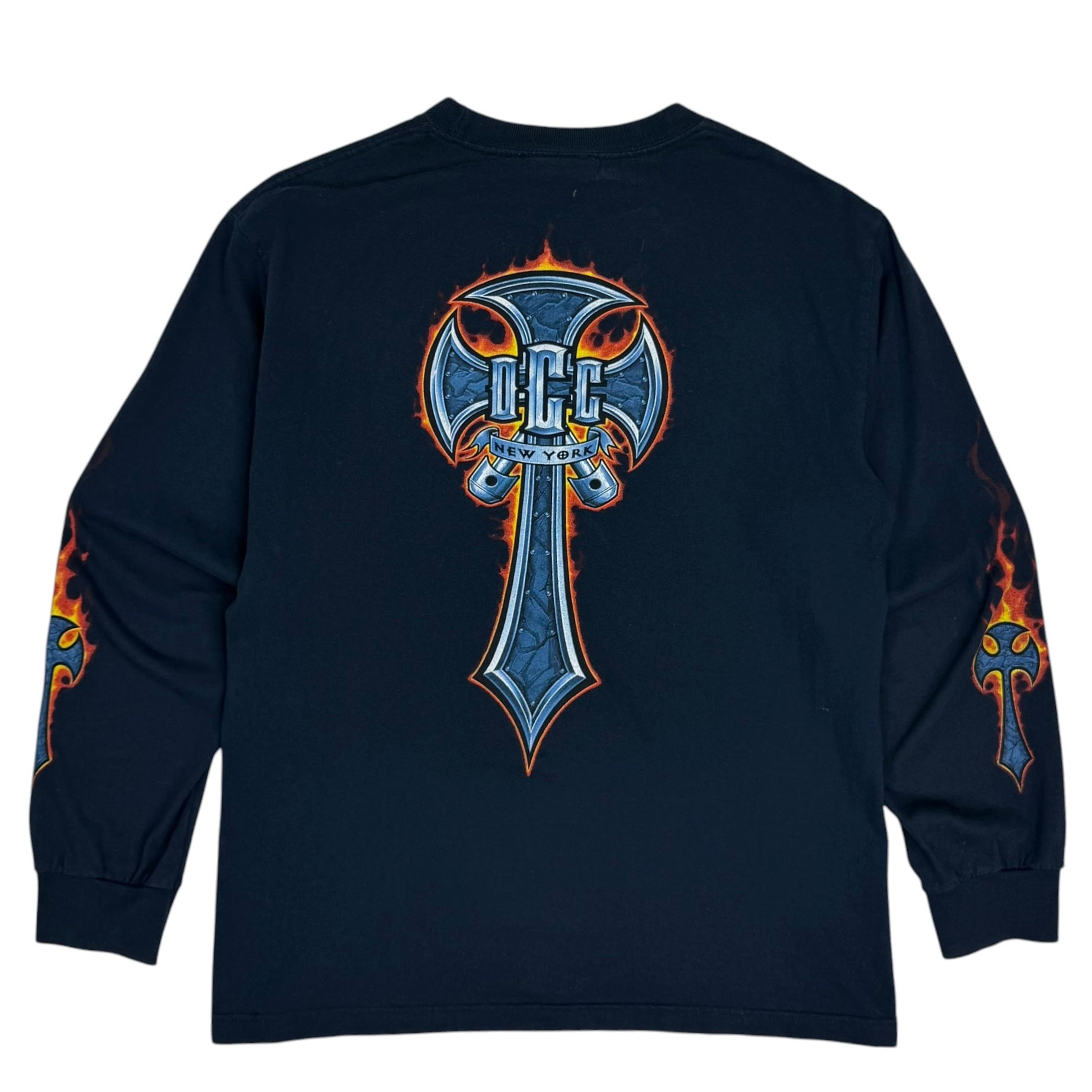 Vintage Orange County Choppers New York Flame Cross Longsleeve Black