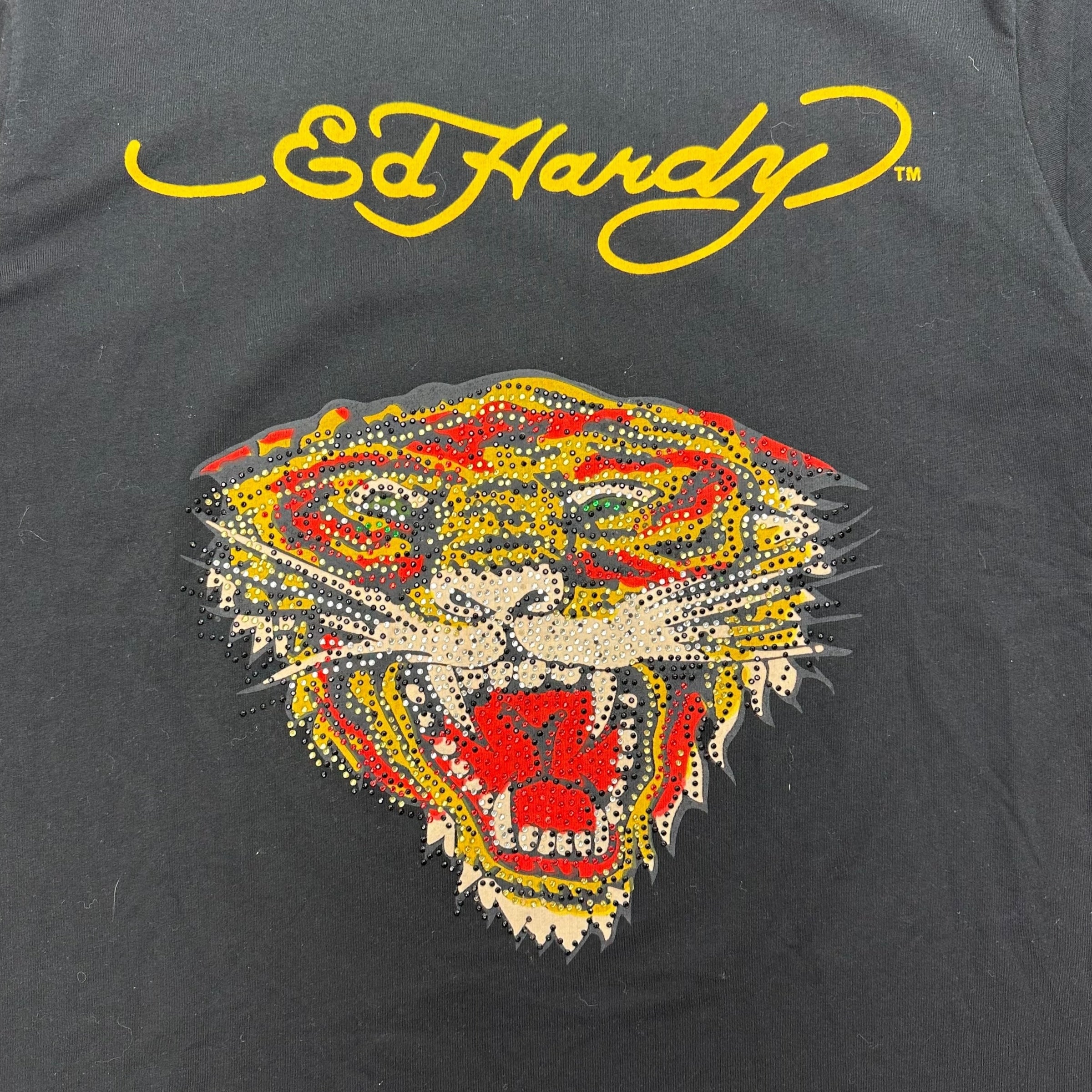 Vintage Ed Hardy Rhinestone Tiger Tee Black