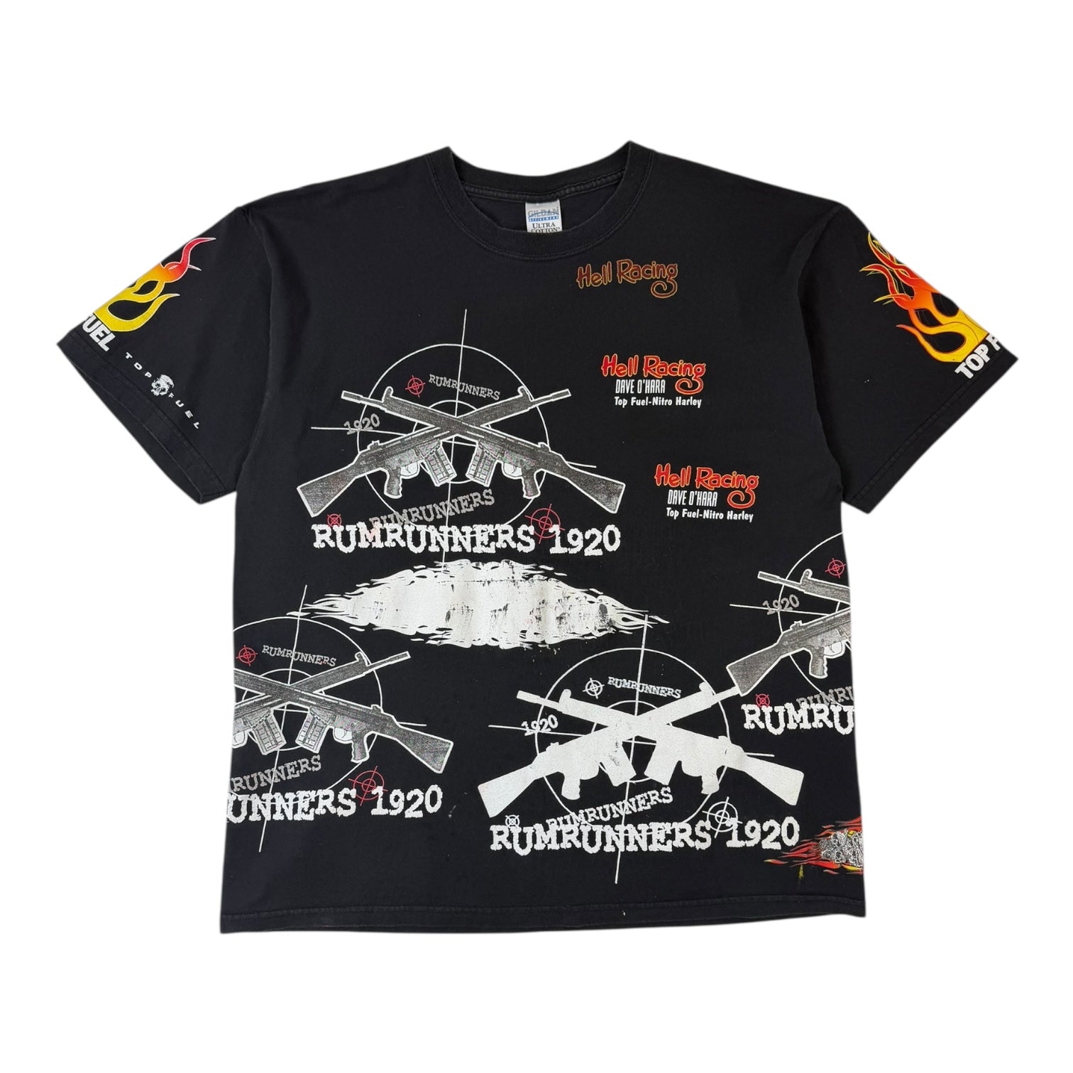 Vintage Hell Racing Rumrunners 1920 Graphic T-Shirt Black