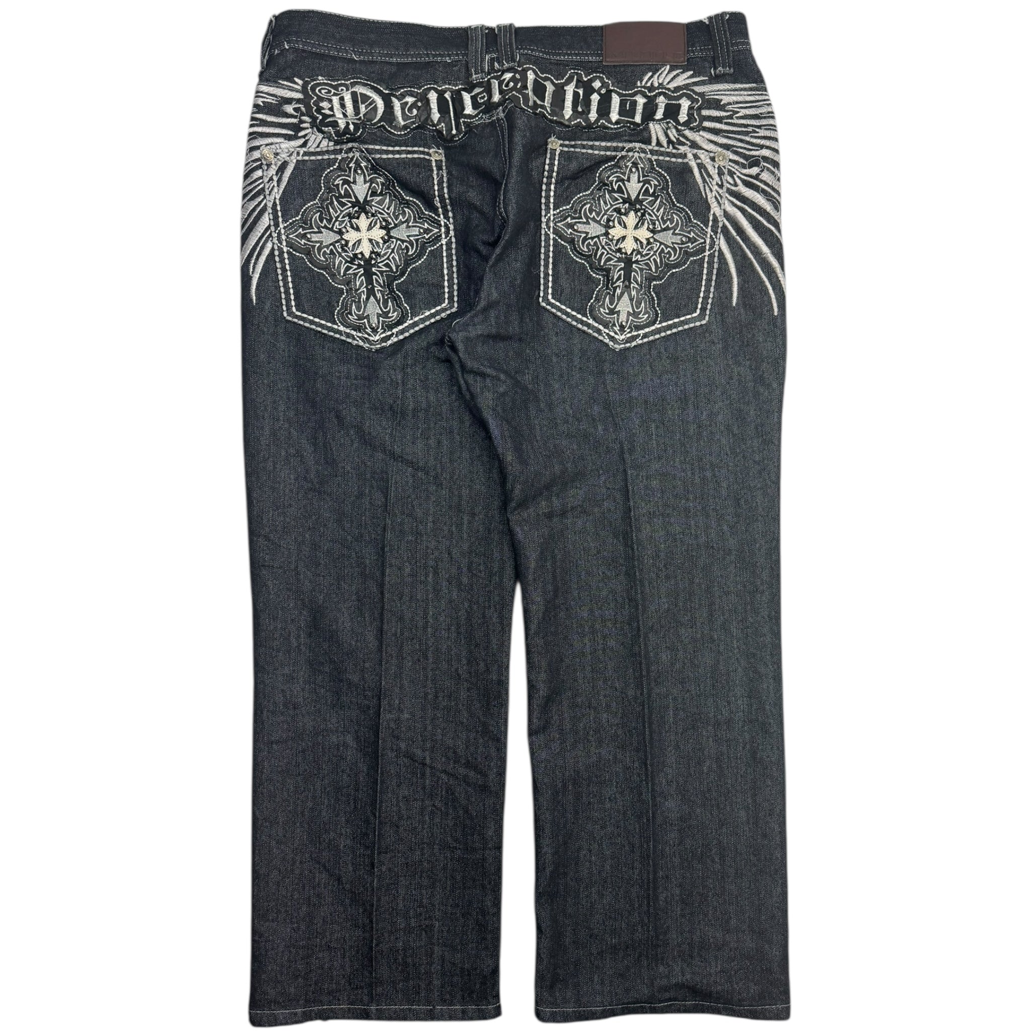 Y2K Imperious Embroidered Black Denim Bottoms