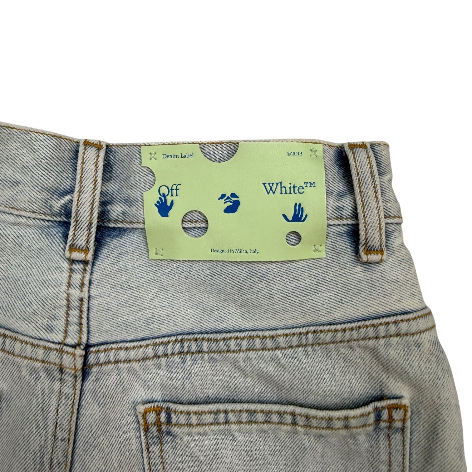 (W) Off-White Riserva Frayed Mini Skirt Blue