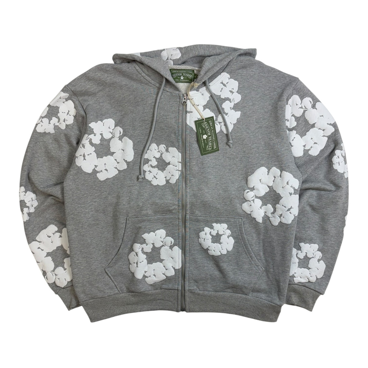 Denim Tears Cotton Wreath Zip-Up Hoodie Grey