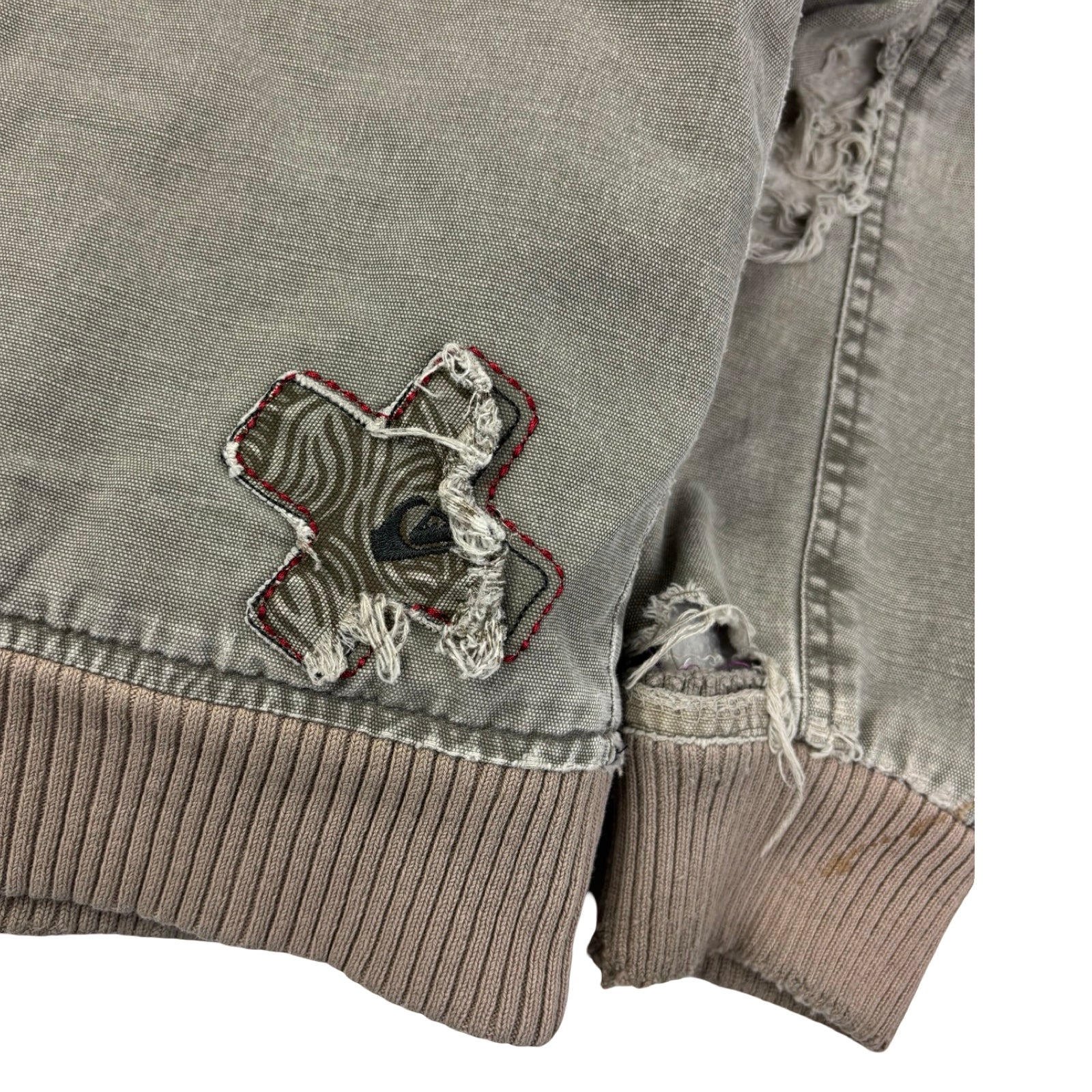Vintage Y2K Quicksilver Distressed Bomber Jacket Faded Green