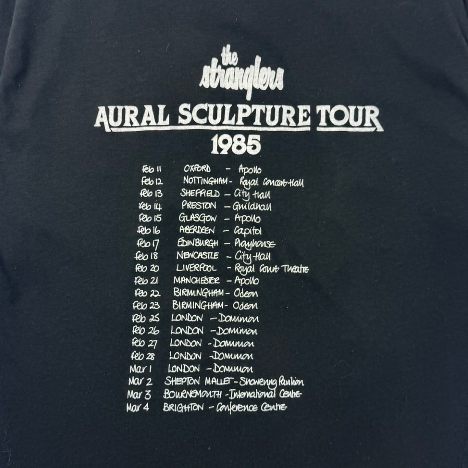 1985 The Stranglers Aural Sculpture Tour T-Shirt Black