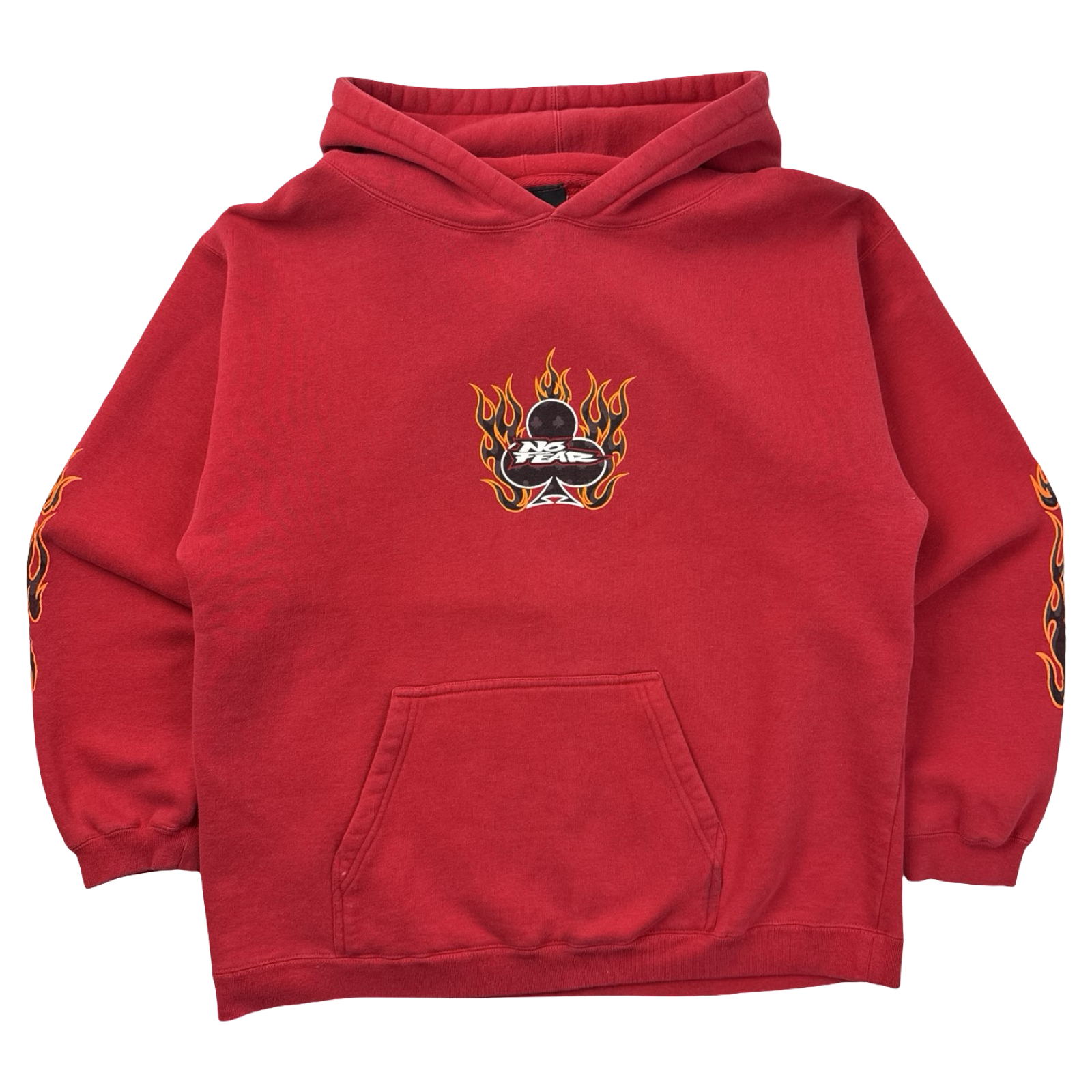 Y2K No Fear Flame Sleeve Hoodie Red