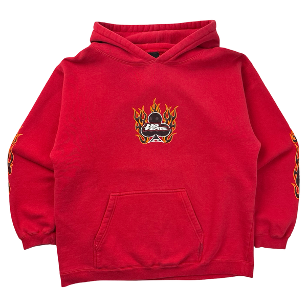 Y2K No Fear Flame Sleeve Hoodie Red