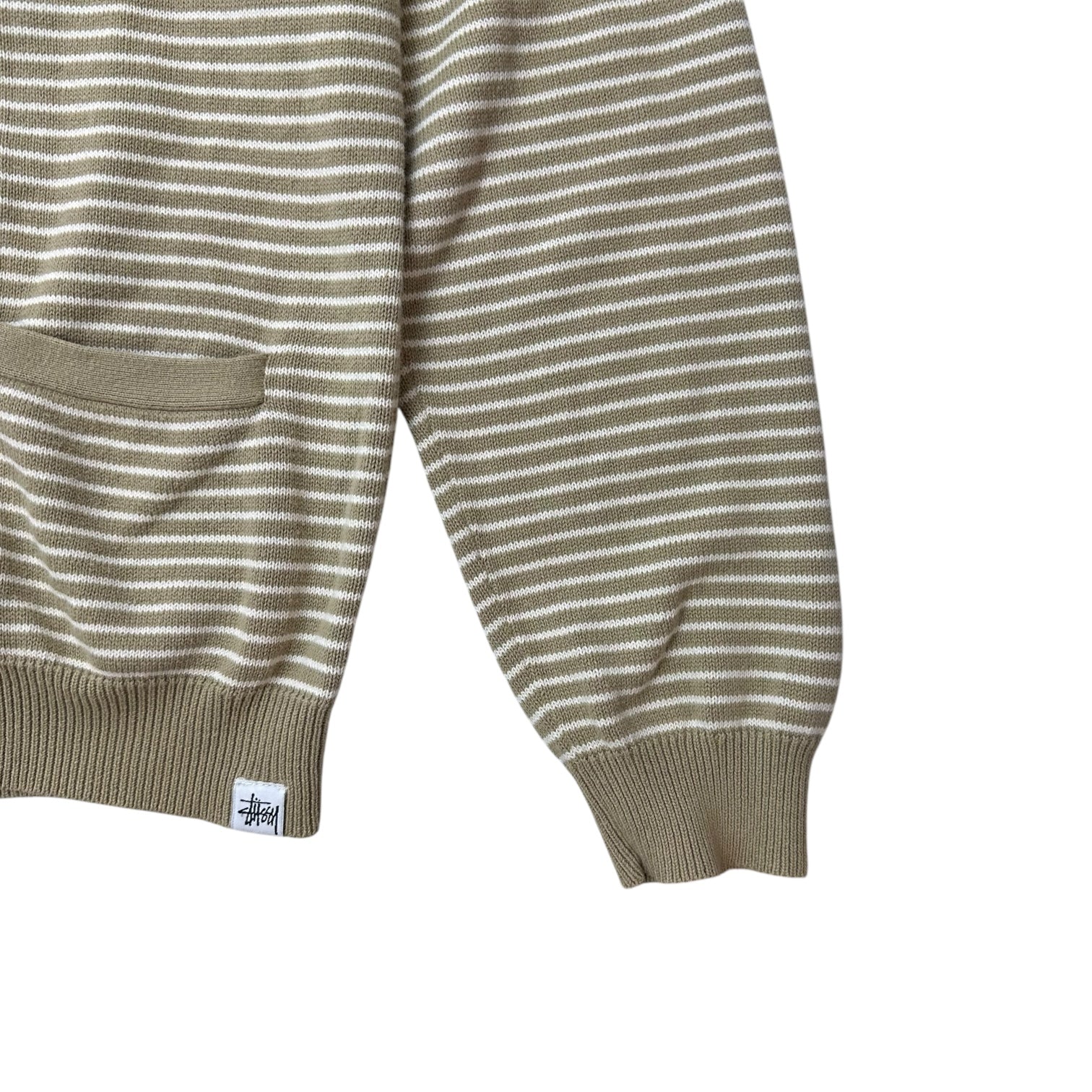 Stussy Striped Cardigan Beige/White