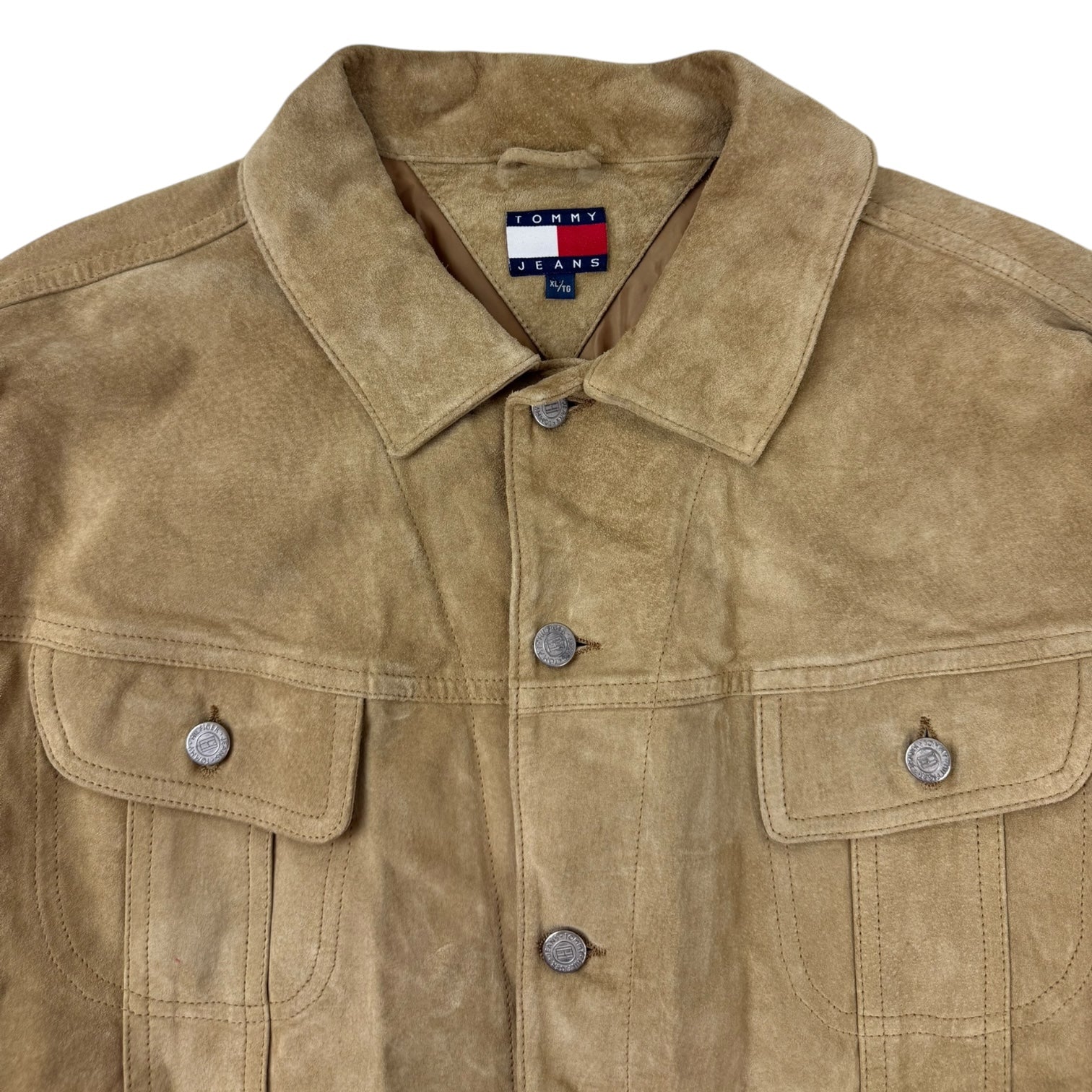 Vintage Tommy Jeans Suede Trucker Jacket Tan