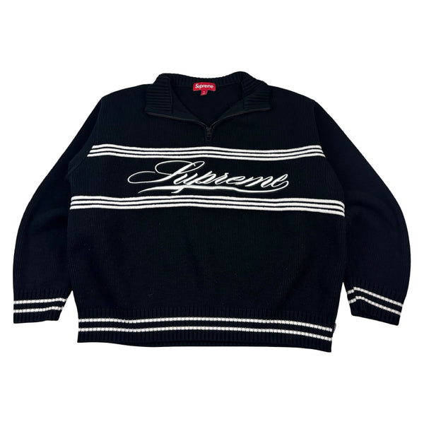 Supreme Script Stripe Half-Zip Sweater Black
