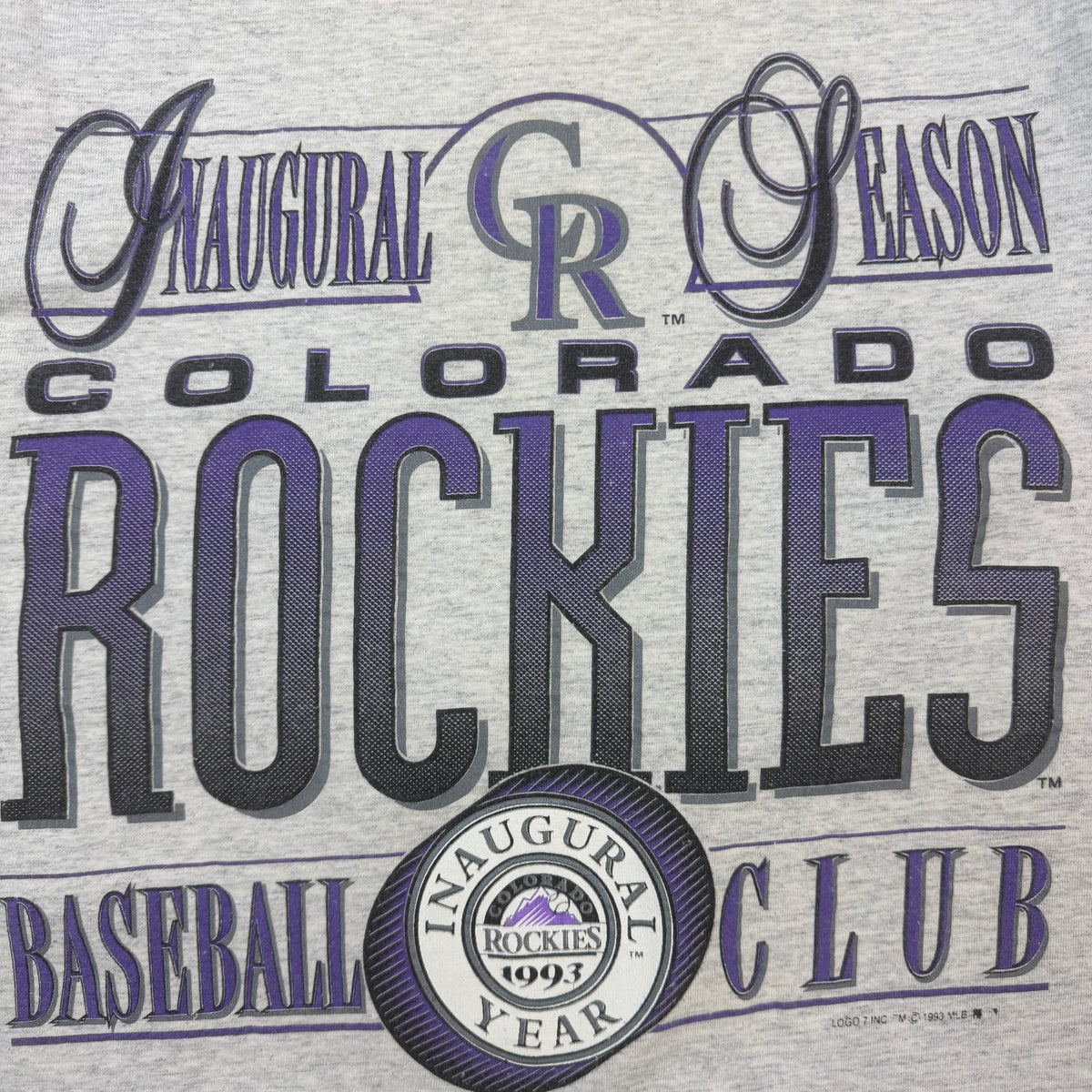 1993 MLB Colorado Rockies Inaugural Season Tee Grey