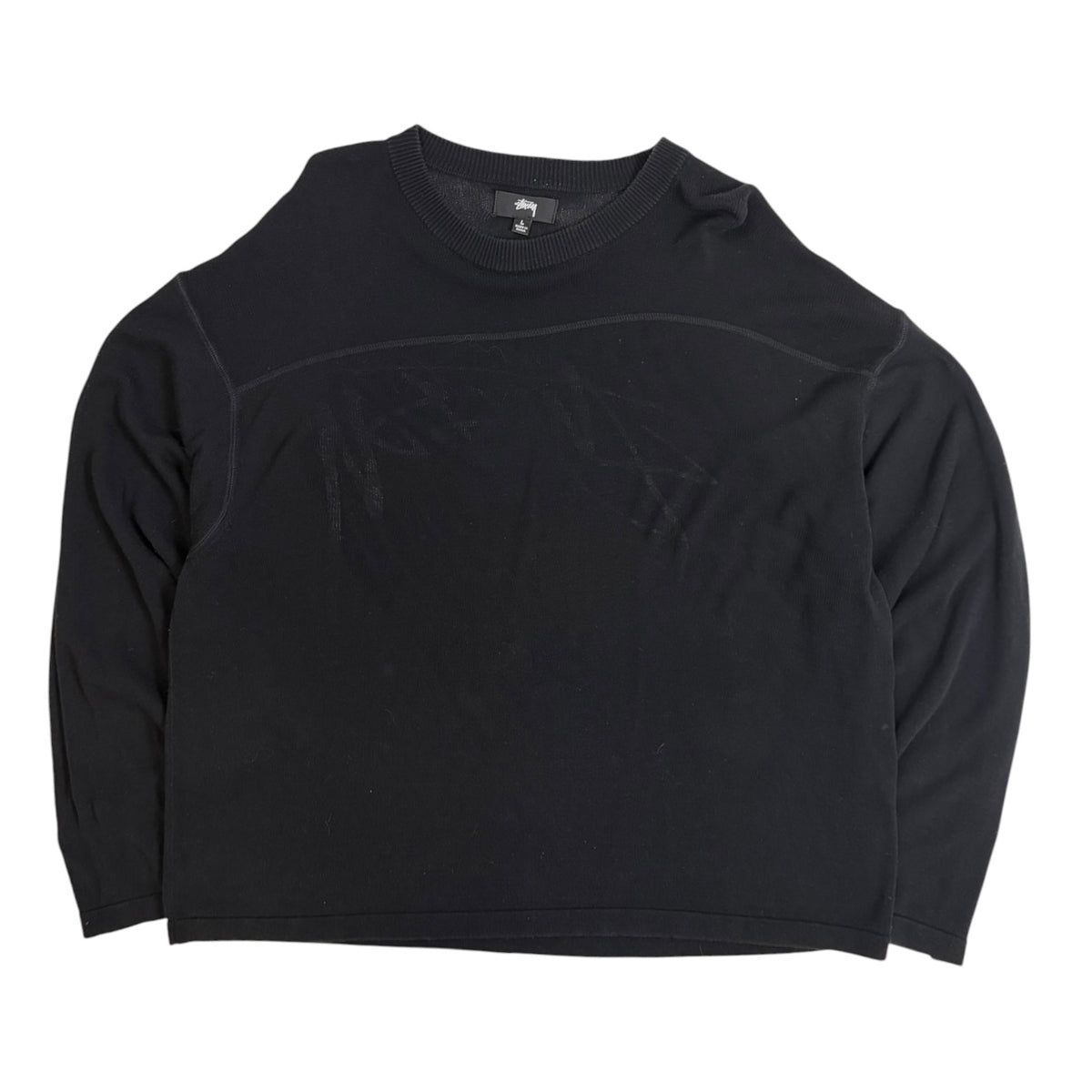 Stussy Cotton Football Pigment Dyed Crewneck Sweatshirt Black