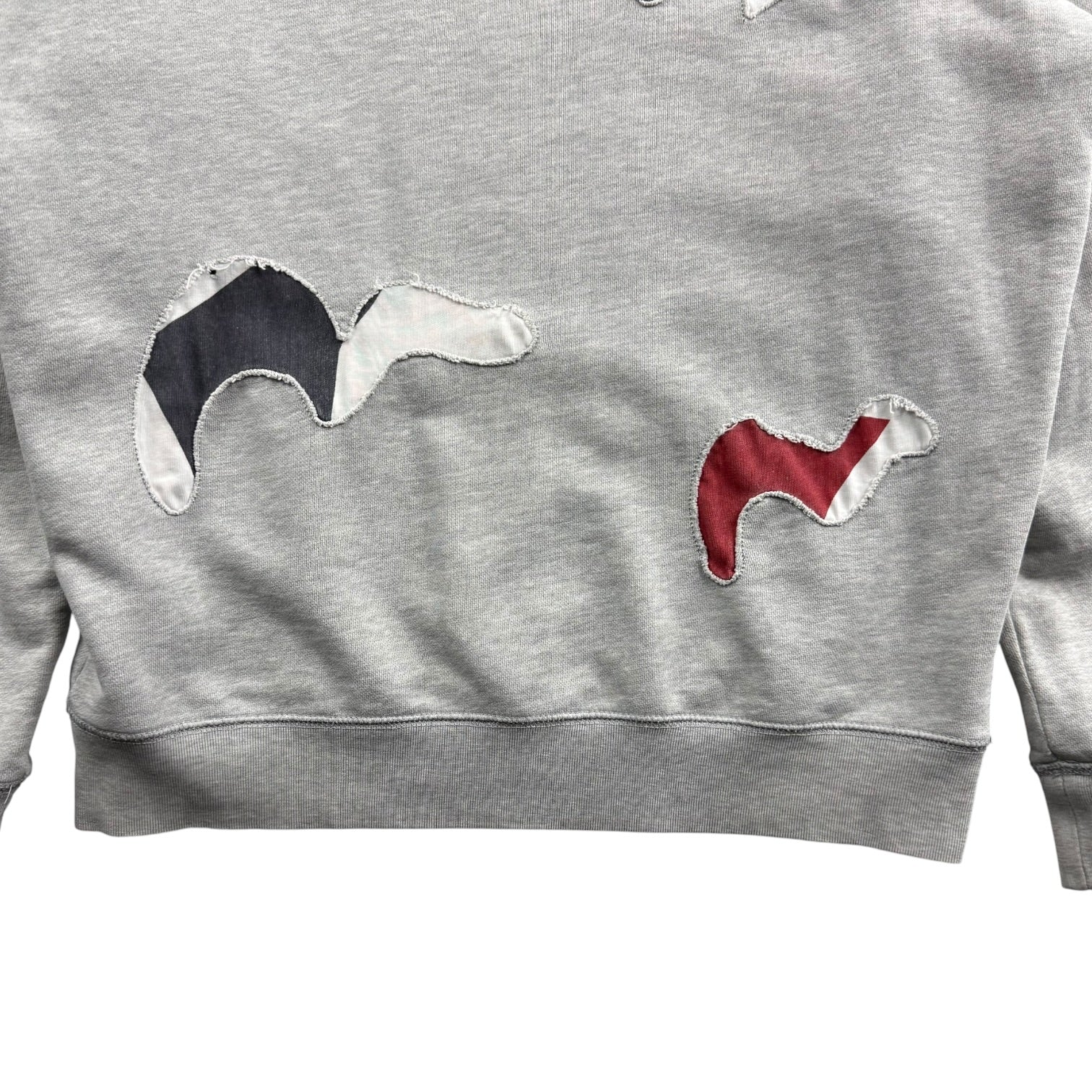 Evisu Distressed Patchwork Logos Crewneck Grey