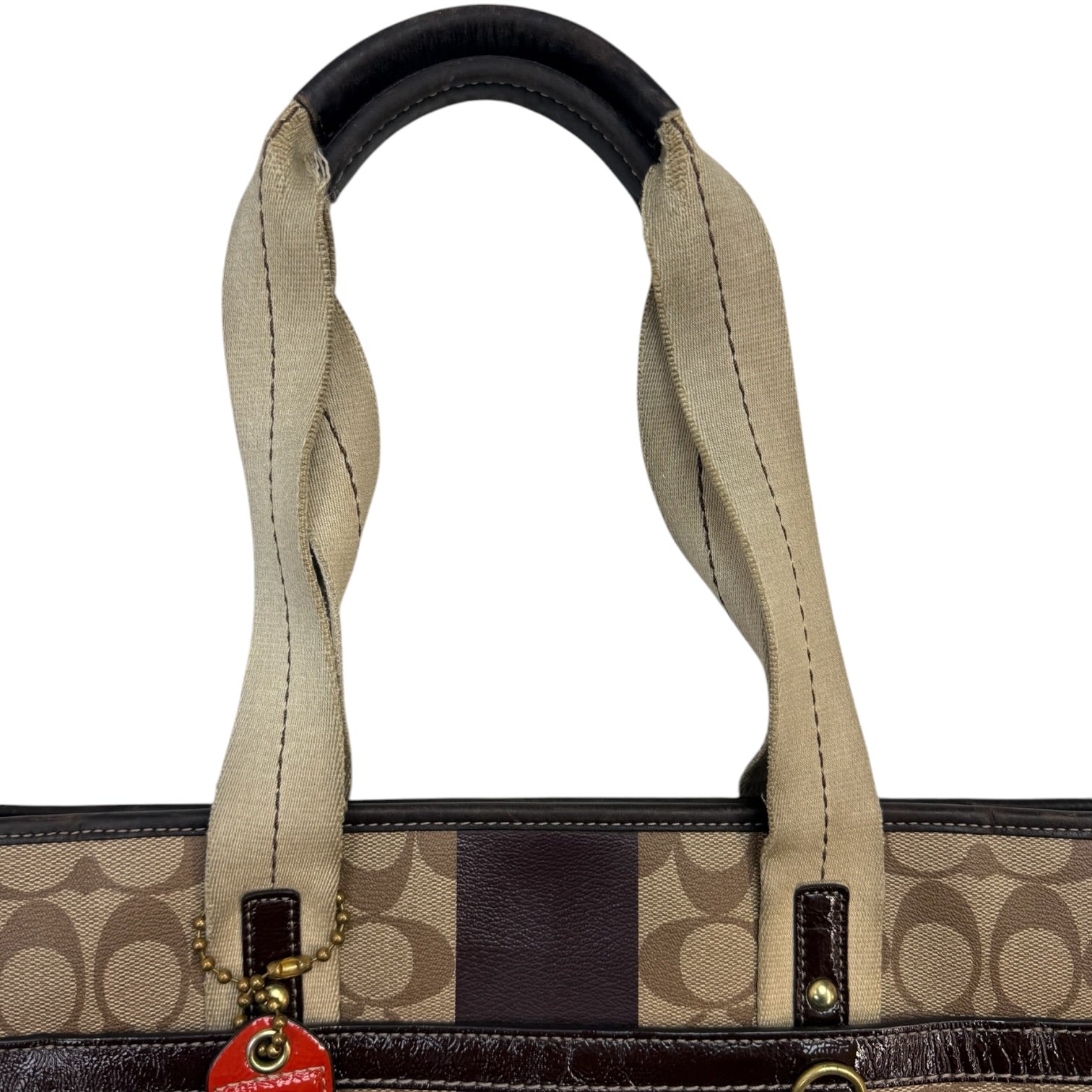 (W) Coach Heritage Stripe Bag Brown