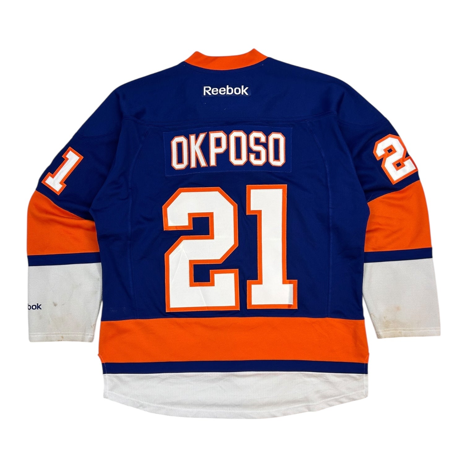 Vintage Reebok Kyle Okposo  New York Islanders 2015-2016 Home Jersey Blue/Orang/White