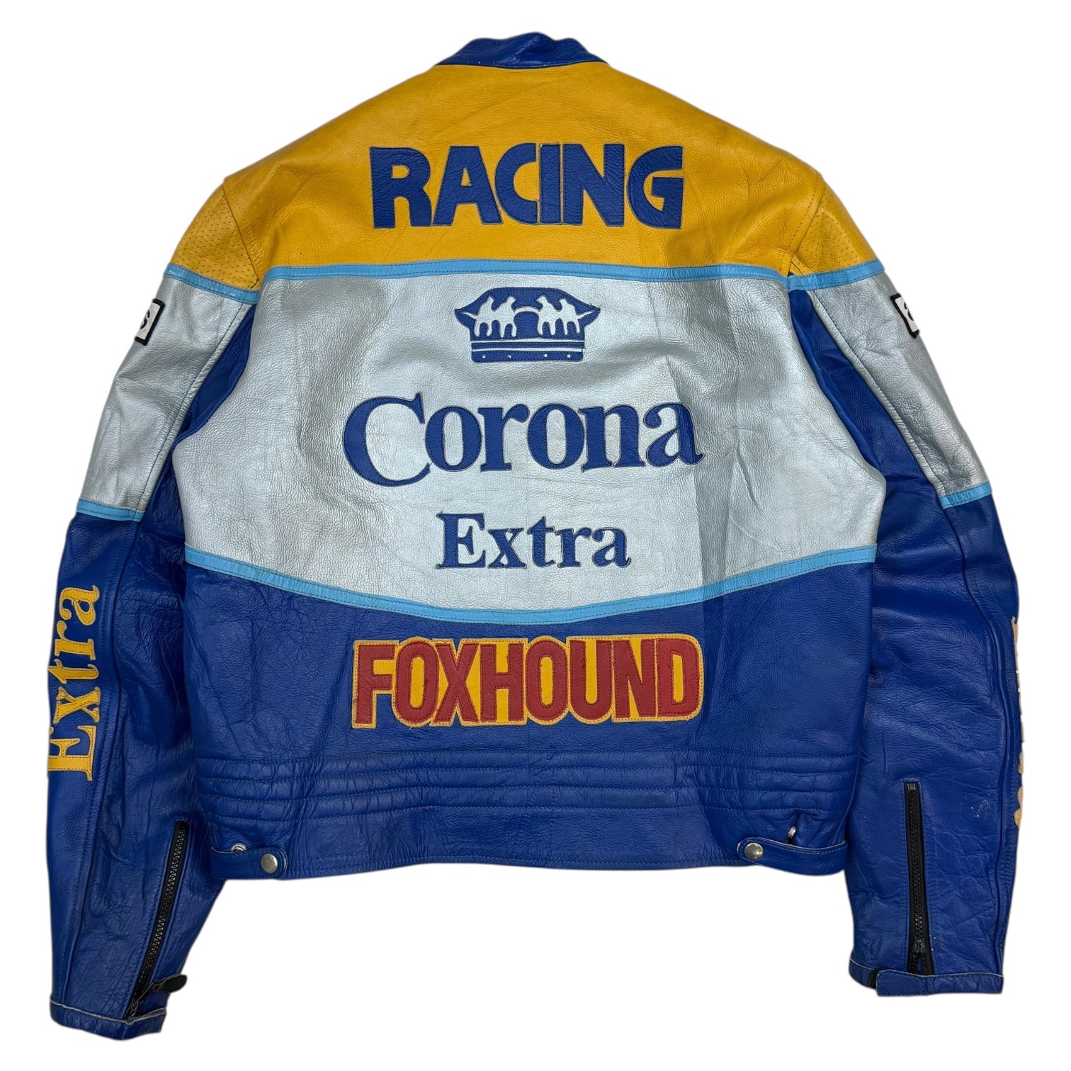 Vintage Corona Extra Leather Racing Jacket Yellow/Blue