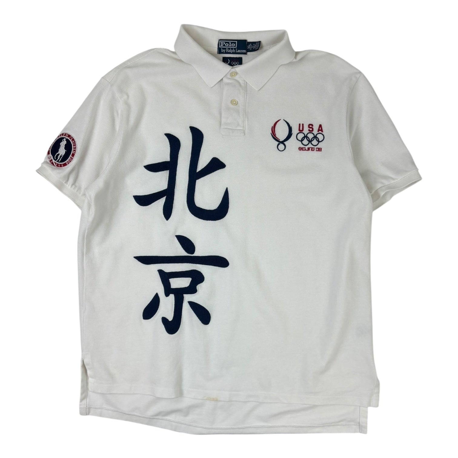 Vintage 2008 Polo Ralph Lauren Beijing Olympics Polo T-Shirt White