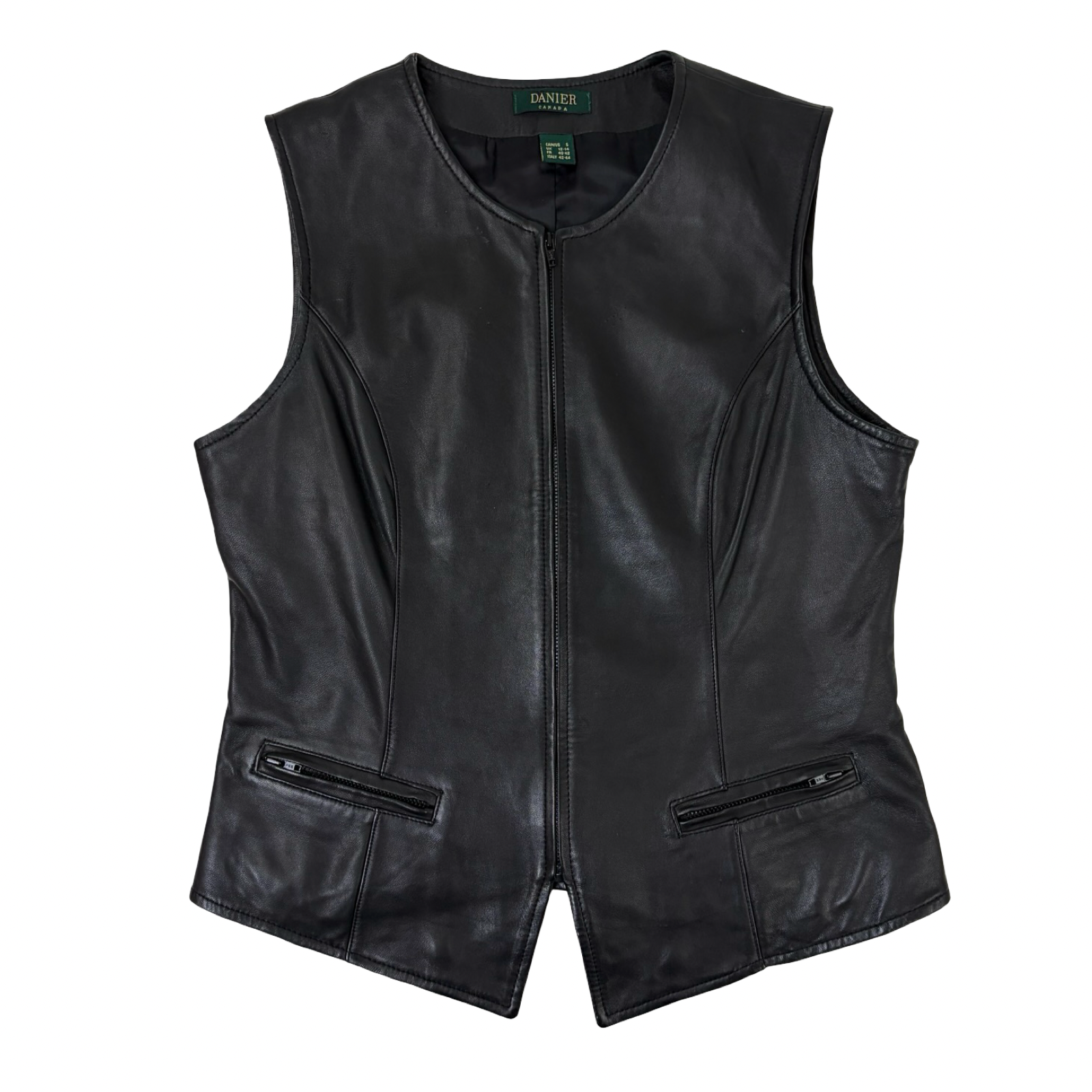 (W) Danier Zip Front Leather Vest Black