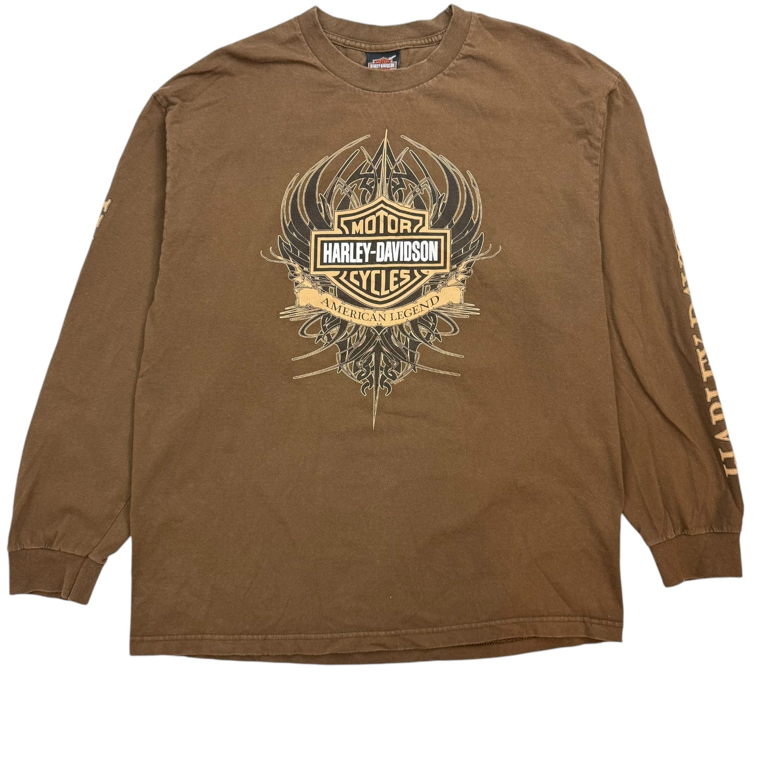 Vintage Harley Davidson Of Minot L/S Tee Brown