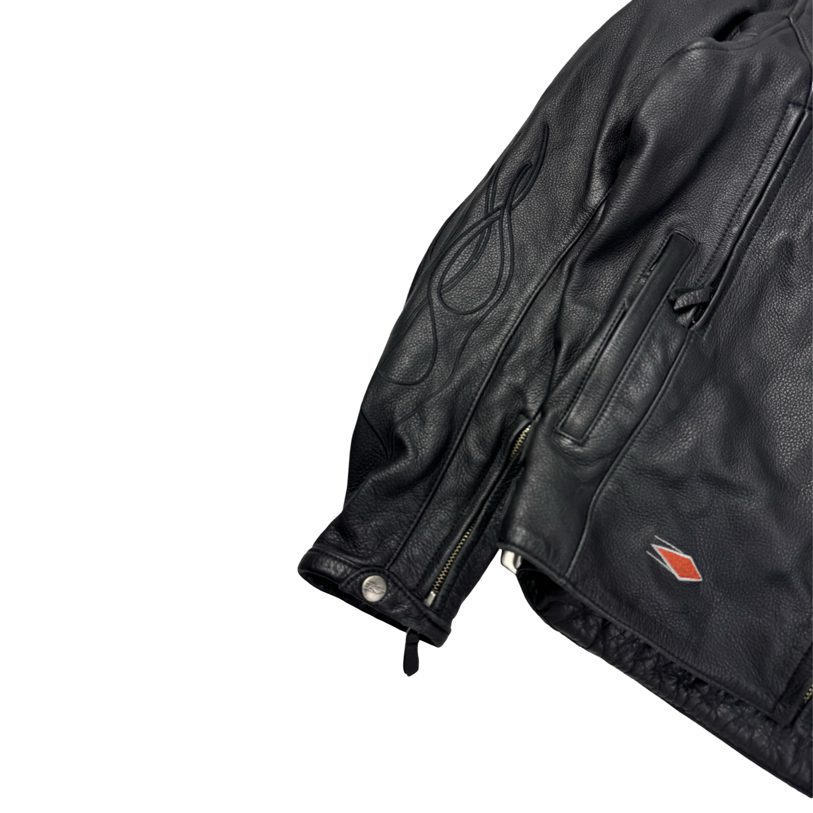 Vintage OCC Flame-Sleeve Leather Biker Jacket