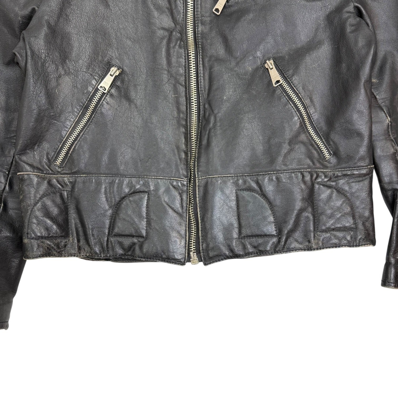 Vintage Sears Leather Biker Jacket Black