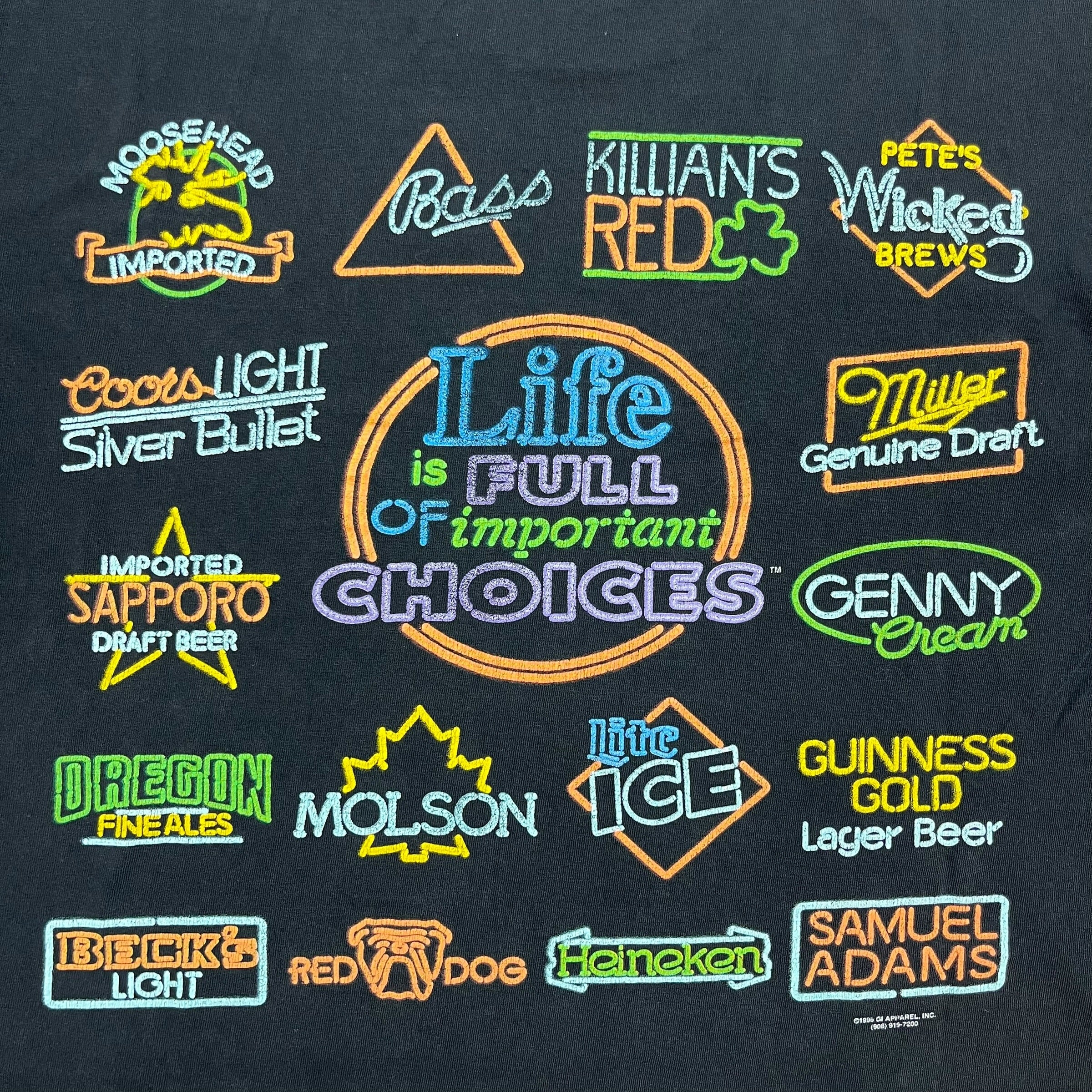 Vintage Life Is Full Of Choices Neon Beer Tee