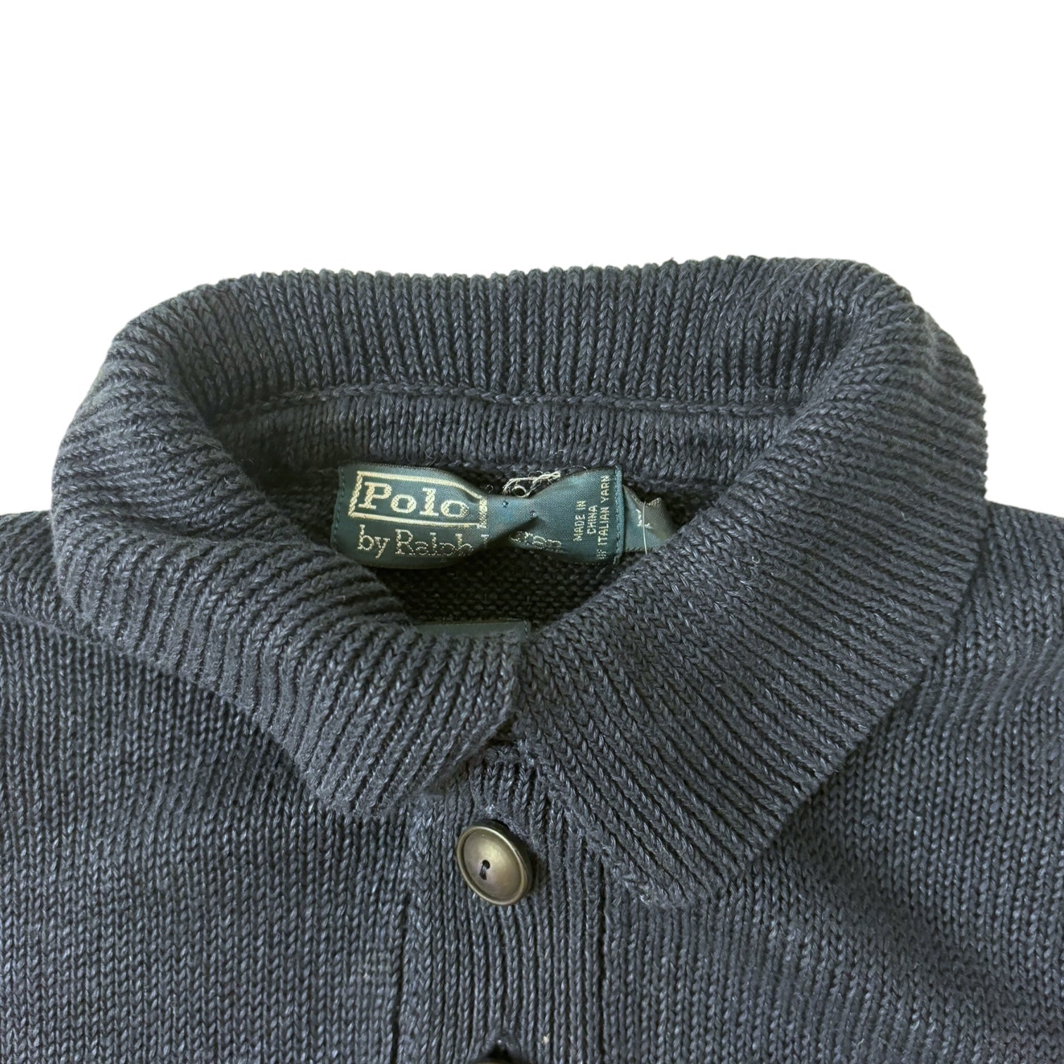 Vintage Polo Ralph Lauren Button-Up Knit Sweater Navy