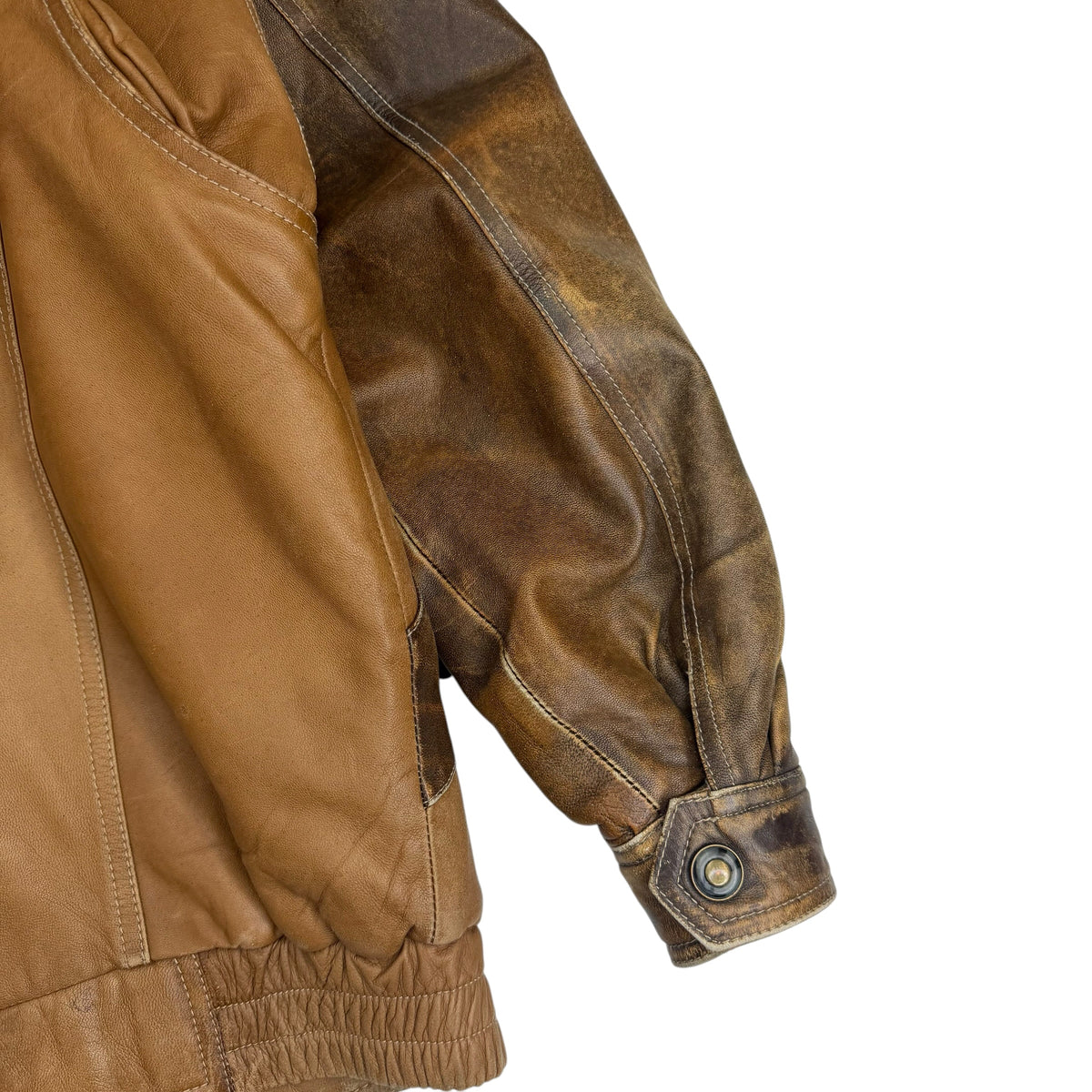 Vintage Guess Leather Bomber Jacket Brown