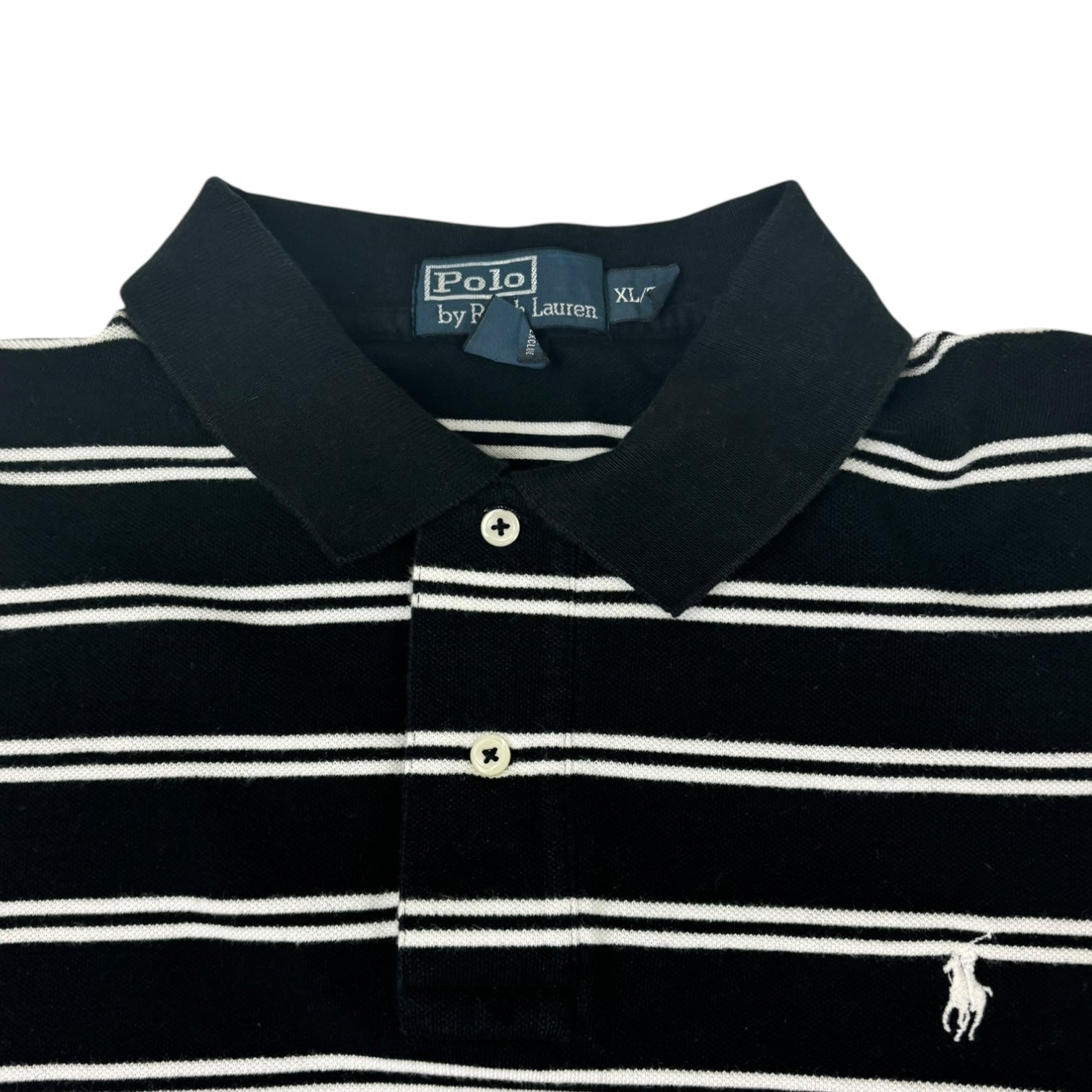 Vintage Polo Ralph Lauren Striped Polo T-Shirt Black