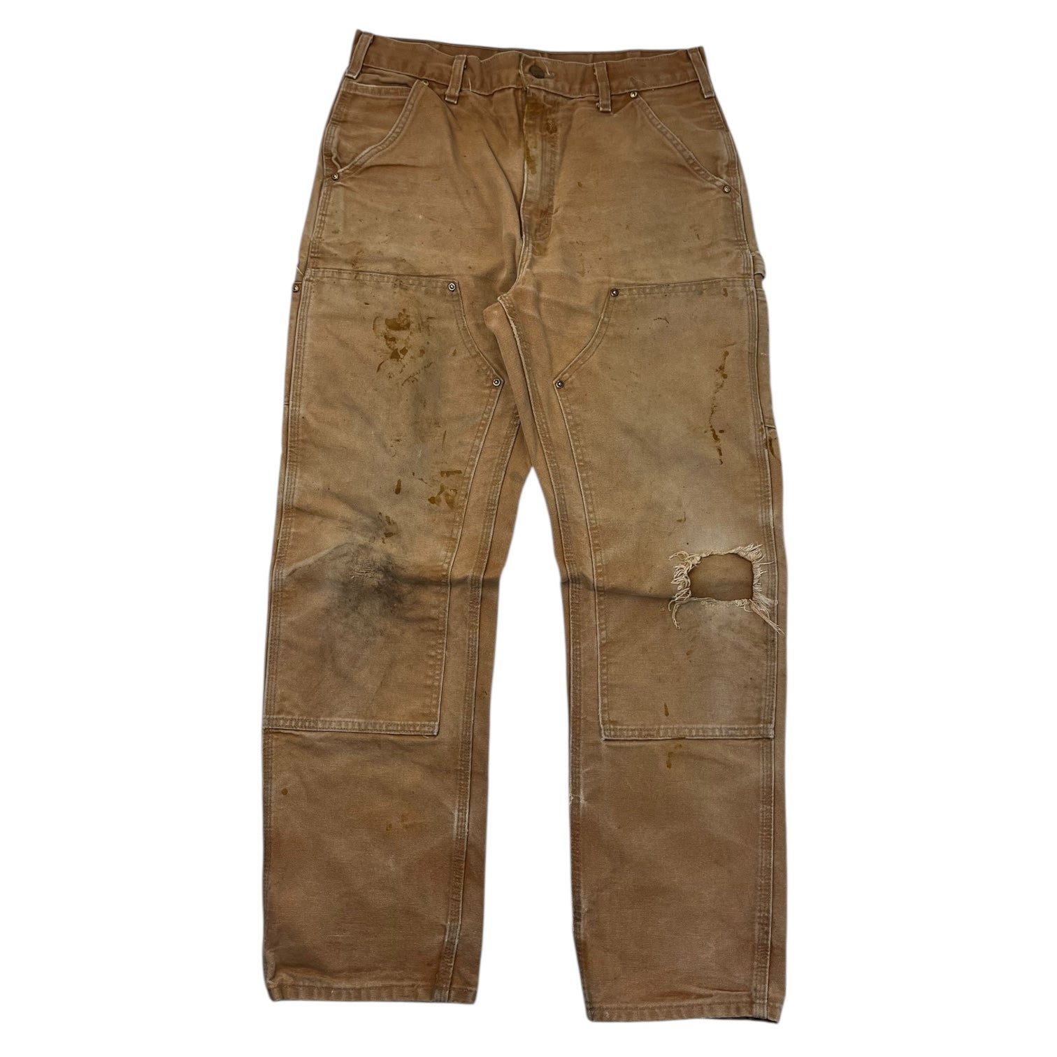 Carhartt Double Knee Work Pants Distressed Tan (32)