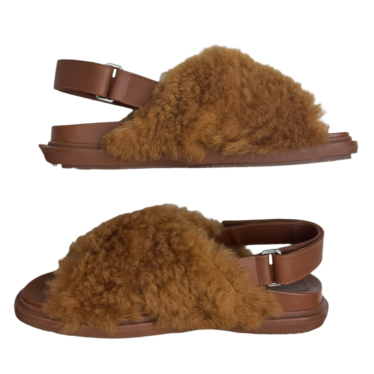 (W) Marni Fussbett Shearling Sandal Caramel (Used)