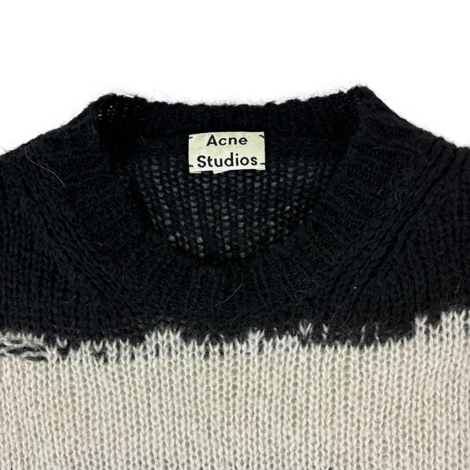 Acne Studios Distressed Mohair Knit Sweater Black/White