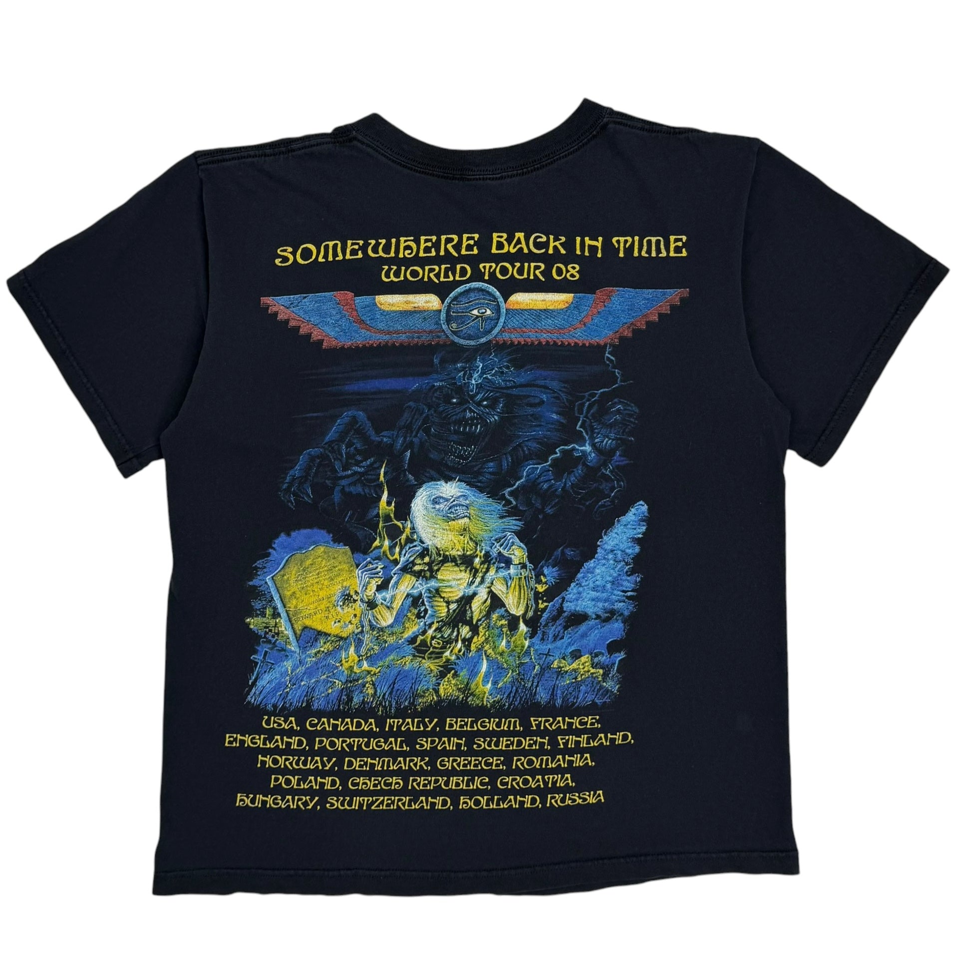 2008 Iron Maiden Somewhere Back In Time World Tour Tee Black