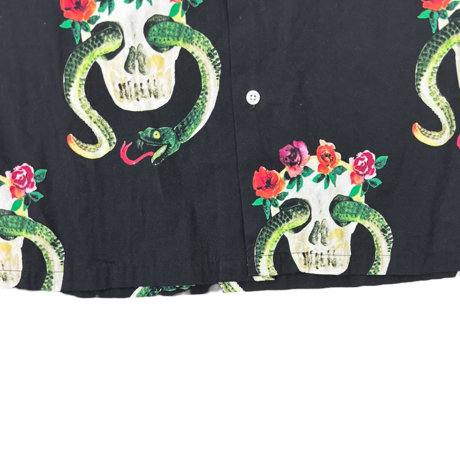 Stussy Skull & Snake Button-Up T-Shirt Black