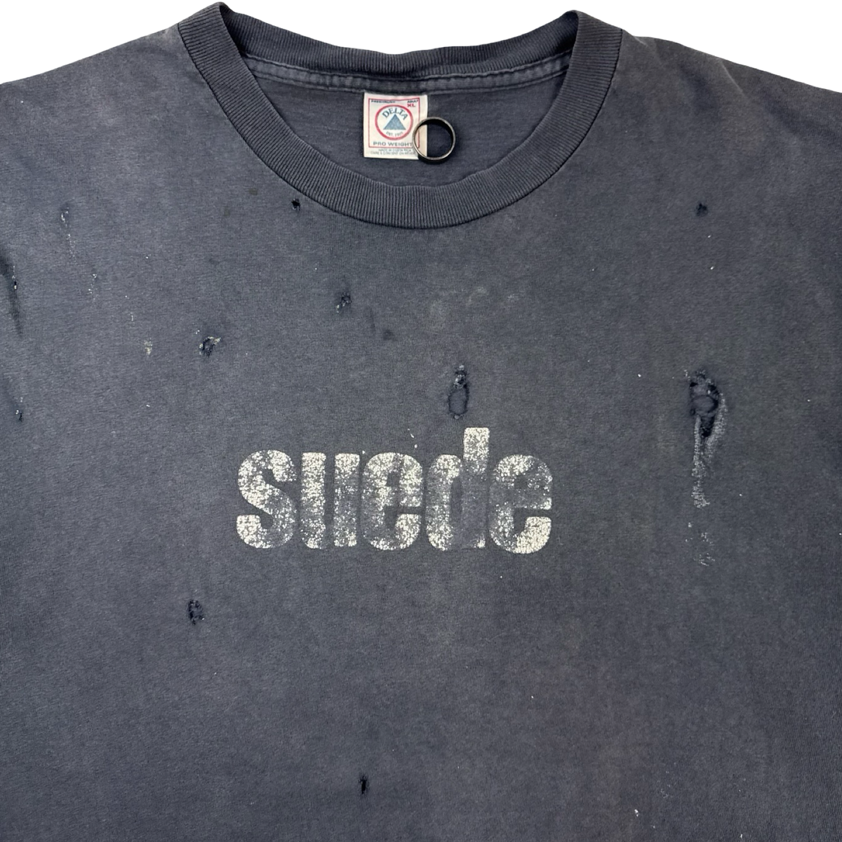 1996 Suede Coming Up Distressed Band T-Shirt Faded Black