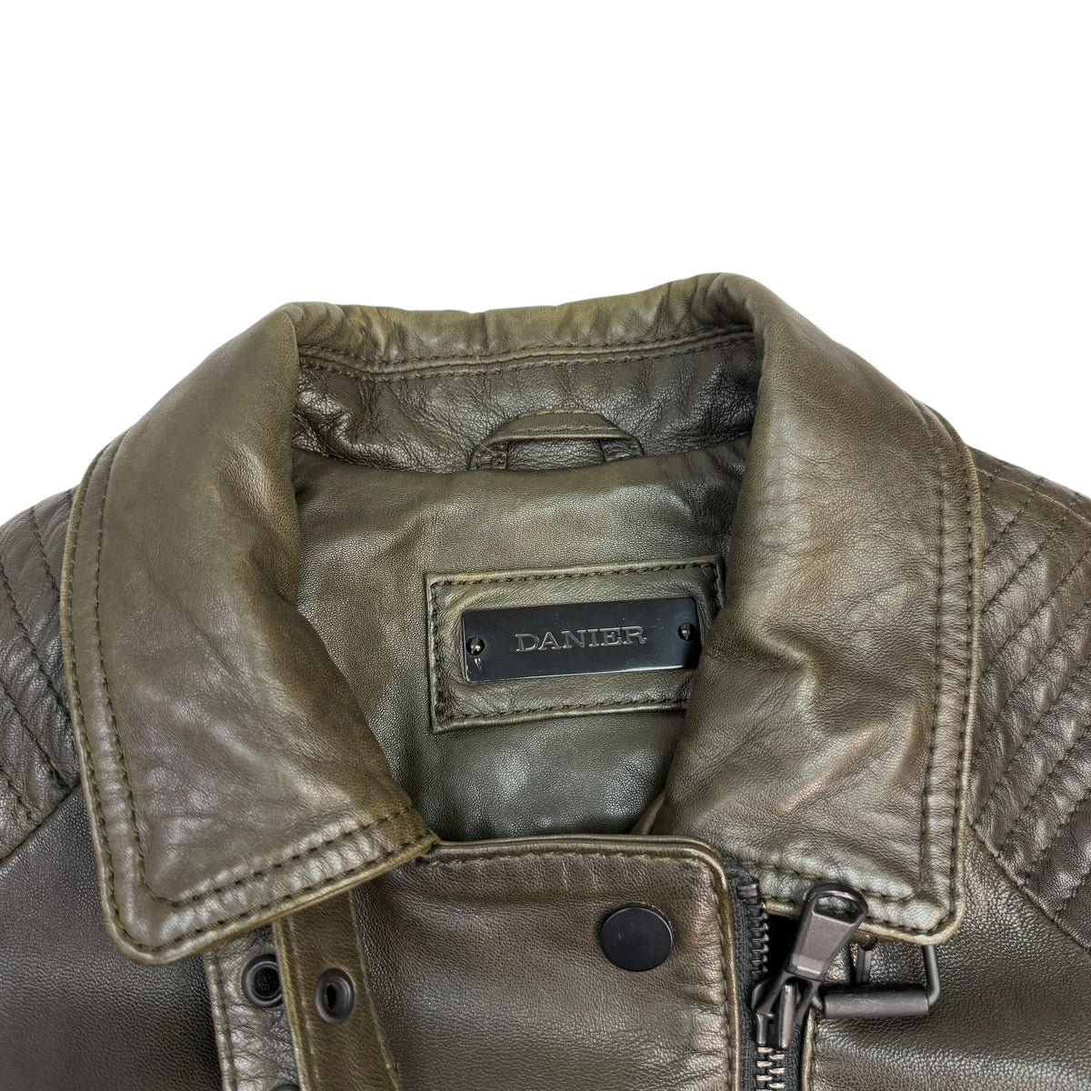 (W) Danier Leather Biker Jacket Green
